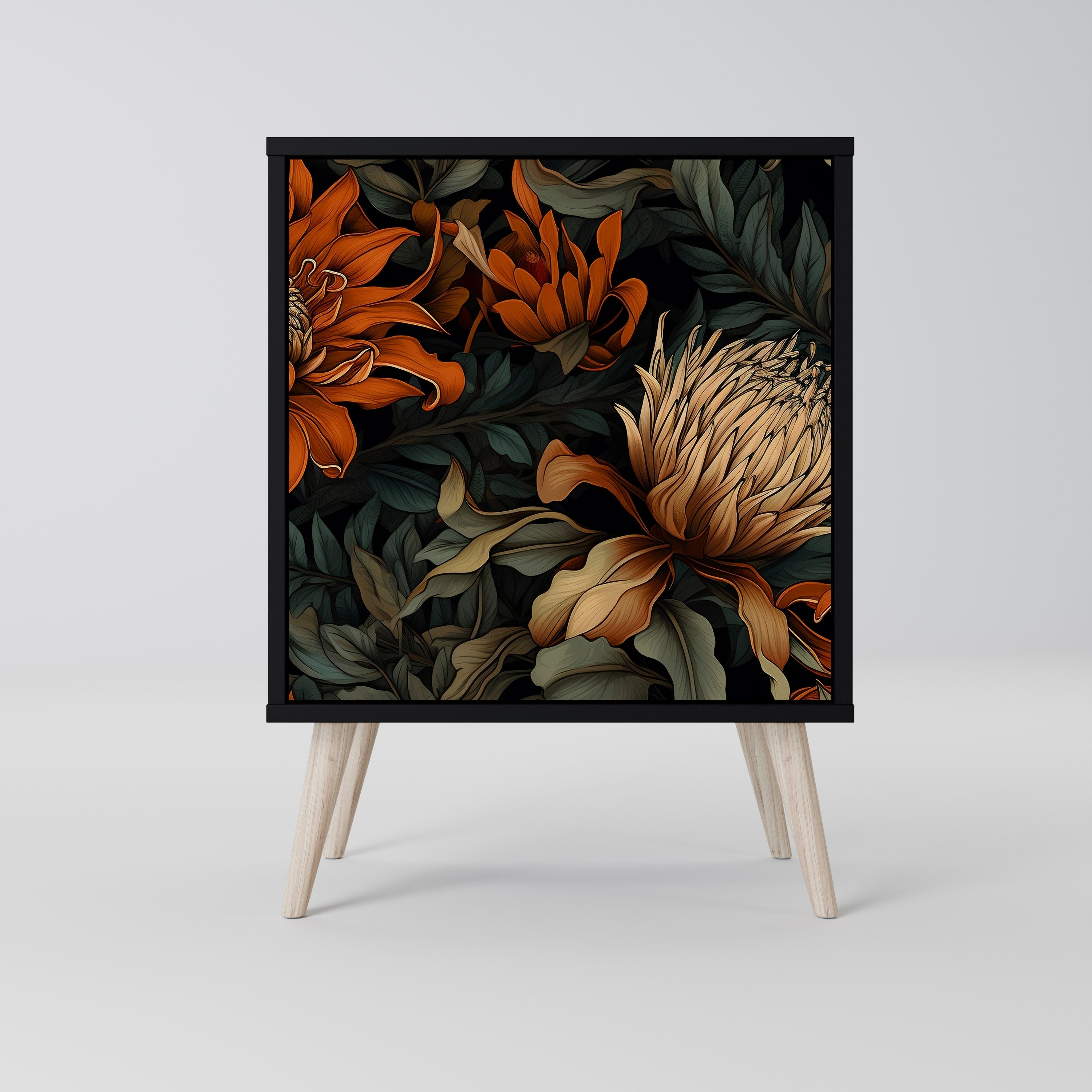 Aparador DAWN BLOOM de 1 puerta en acabado negro