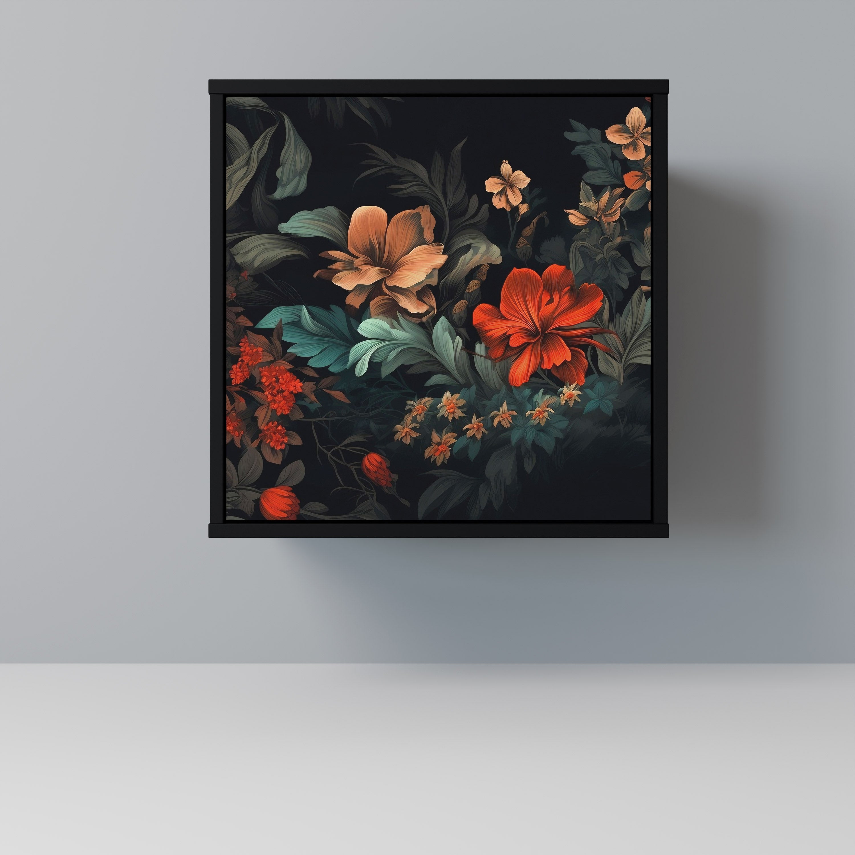 Aparador IMAGINARY BLOSSOM de 1 puerta en acabado negro