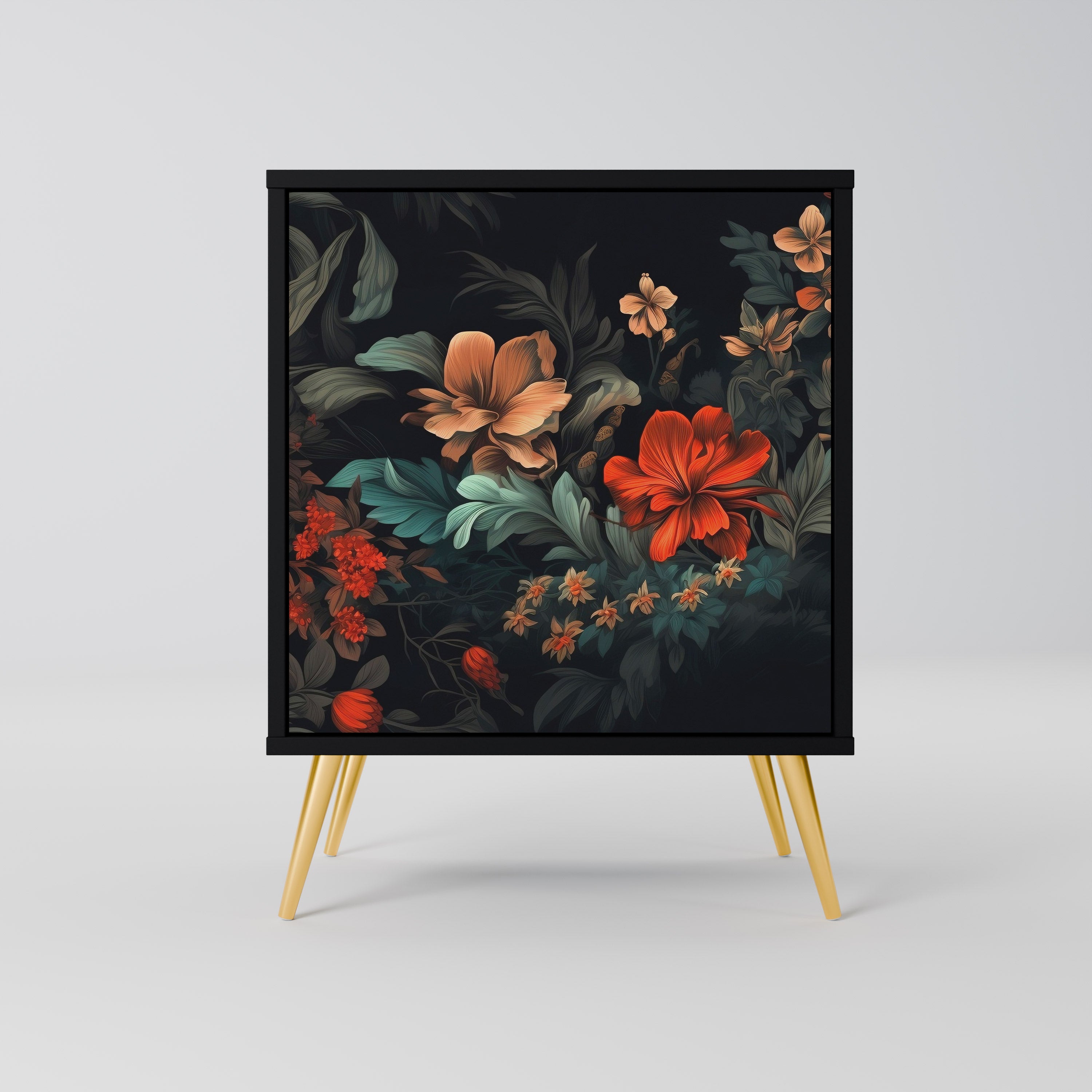 Aparador IMAGINARY BLOSSOM de 1 puerta en acabado negro