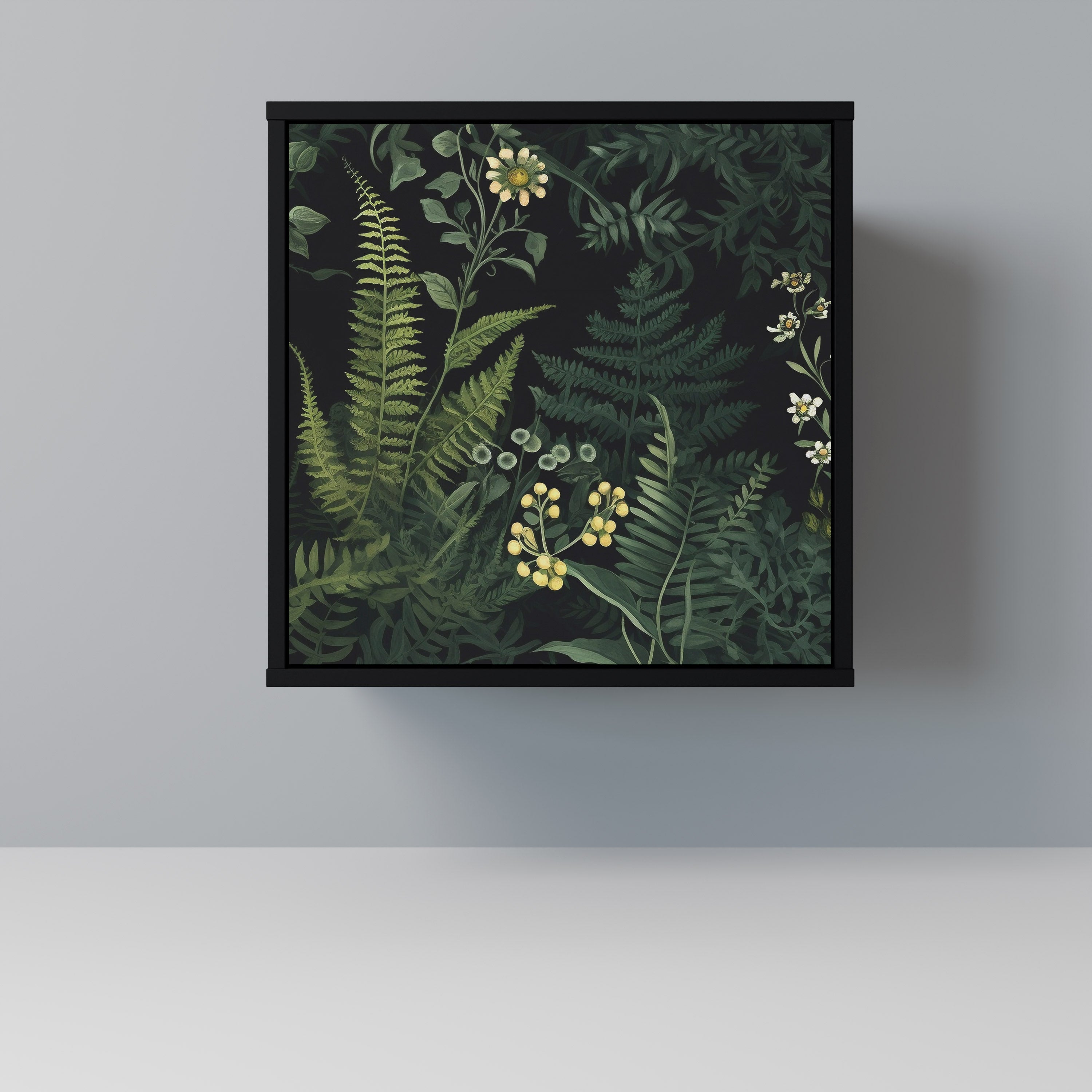 Aparador FERN FLOWERS de 1 puerta en acabado negro