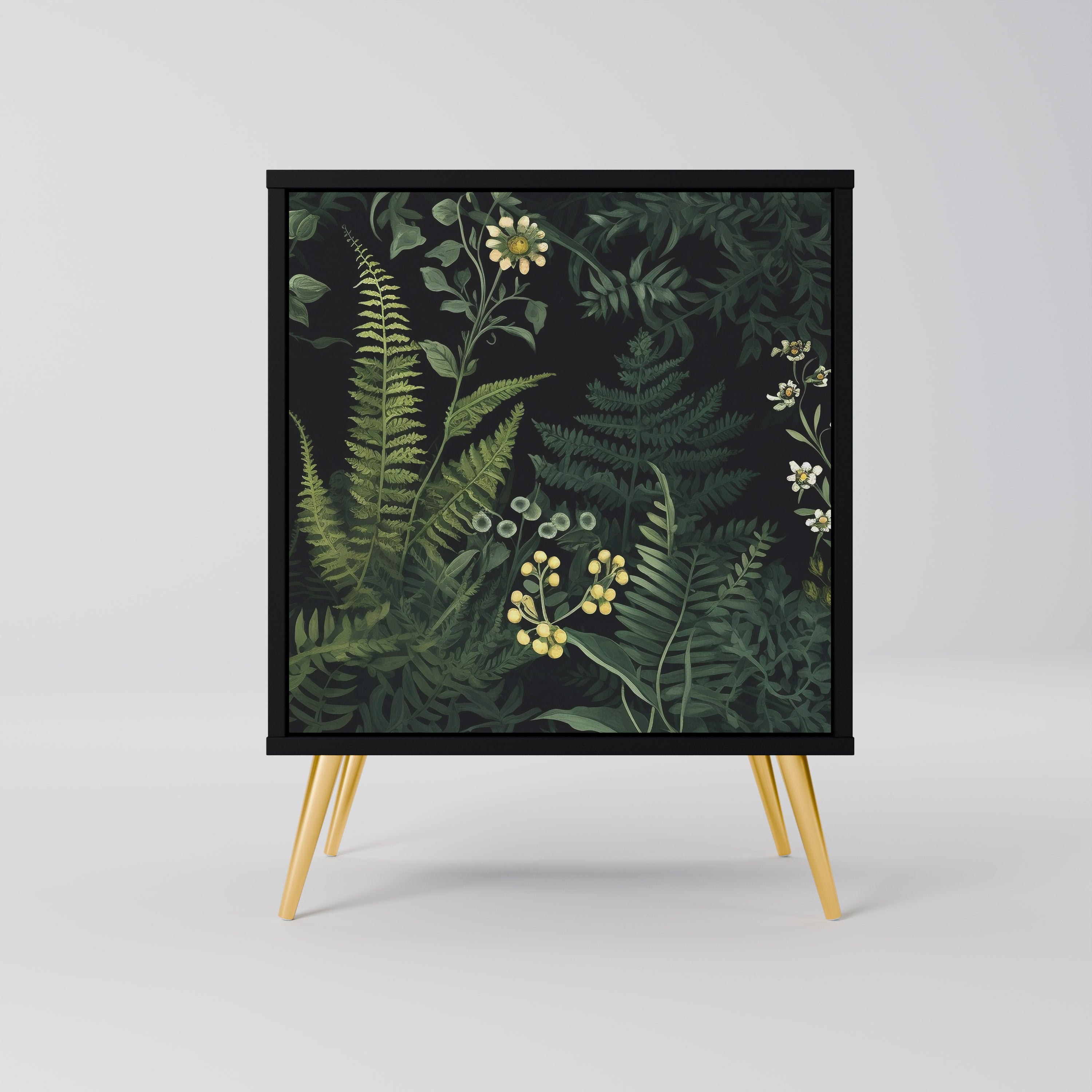 Aparador FERN FLOWERS de 1 puerta en acabado negro