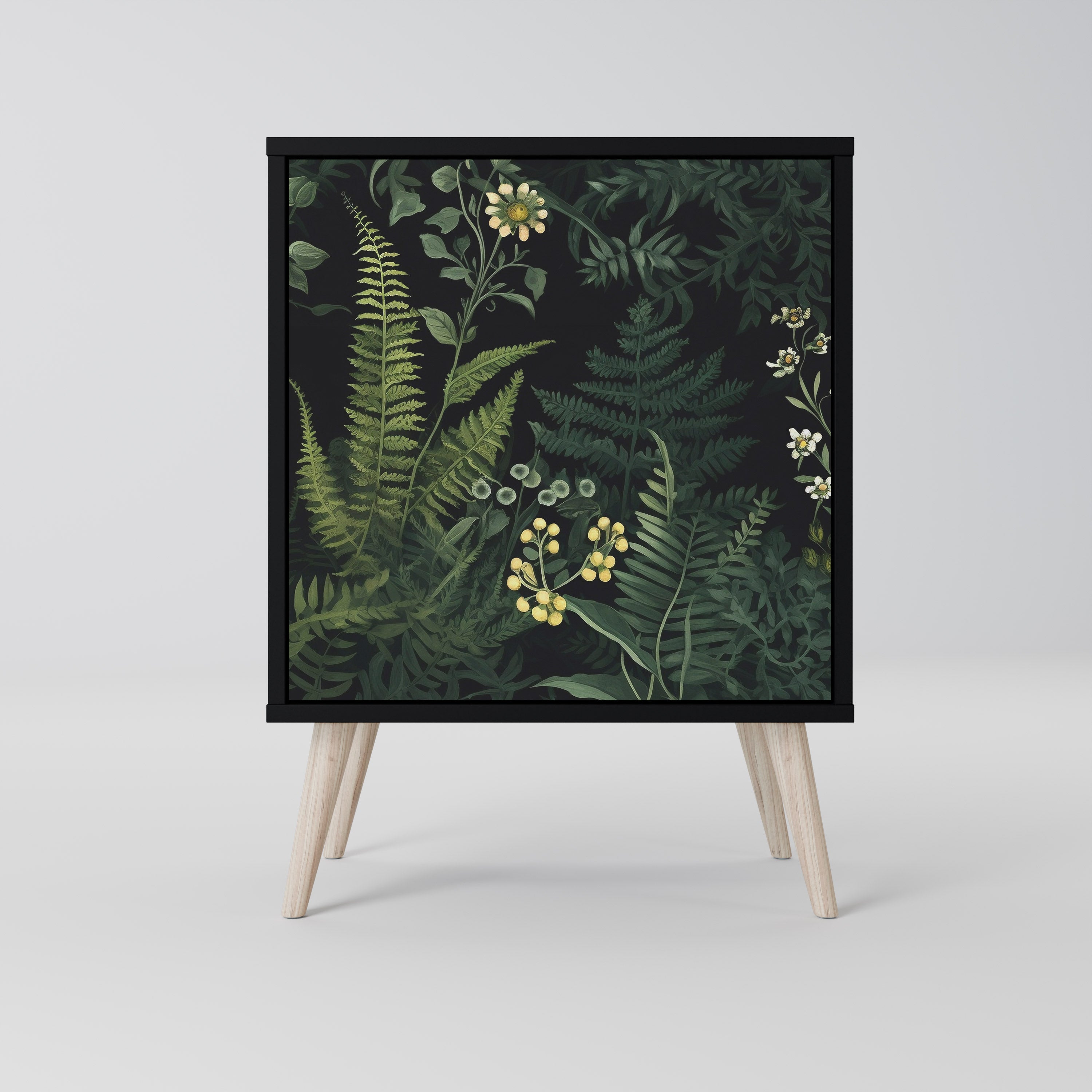 Aparador FERN FLOWERS de 1 puerta en acabado negro