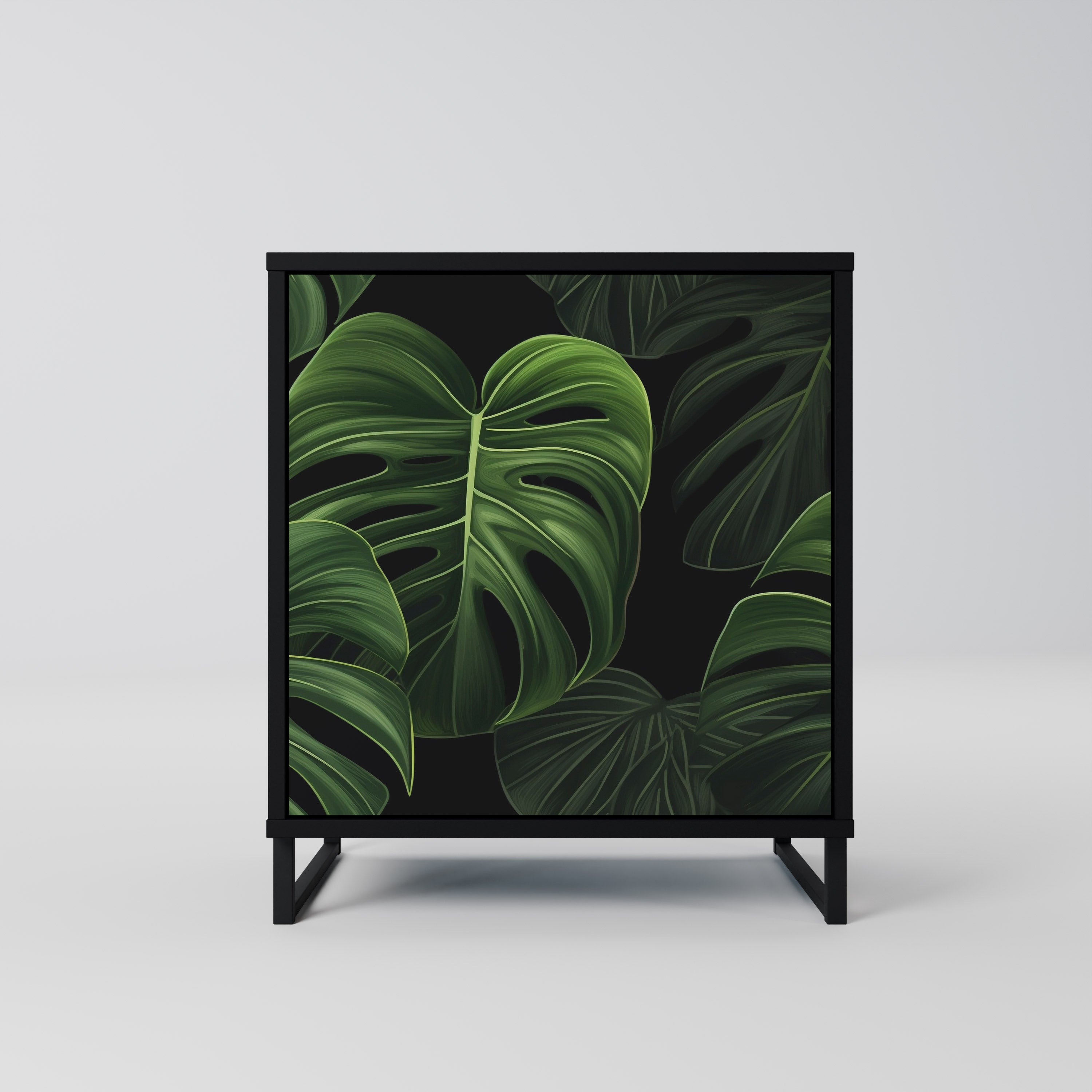 Aparador INFINITE MONSTERA de 1 puerta en acabado negro