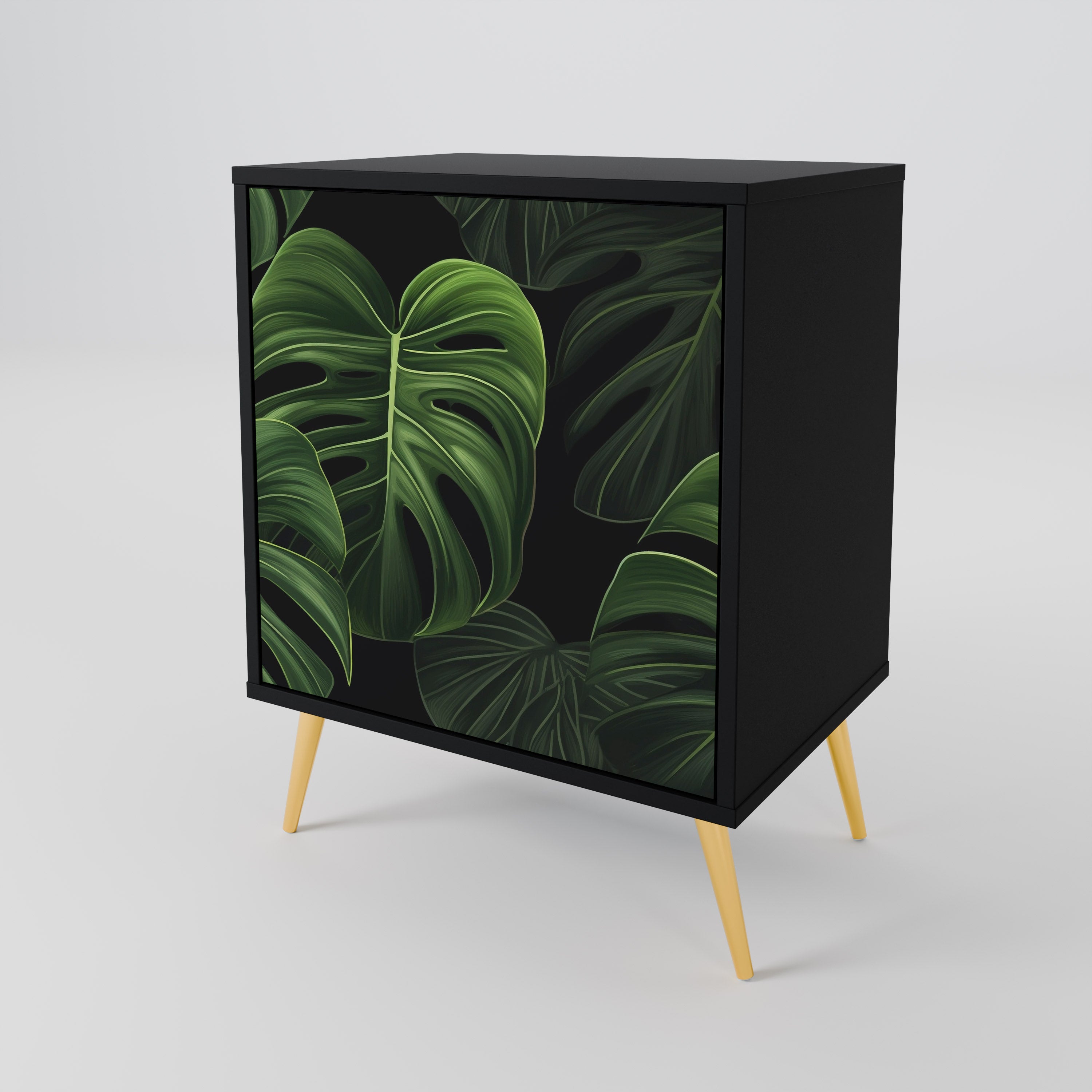 Aparador INFINITE MONSTERA de 1 puerta en acabado negro