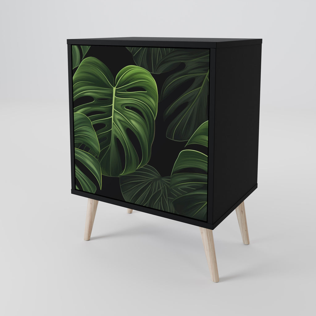 Aparador INFINITE MONSTERA de 1 puerta en acabado negro