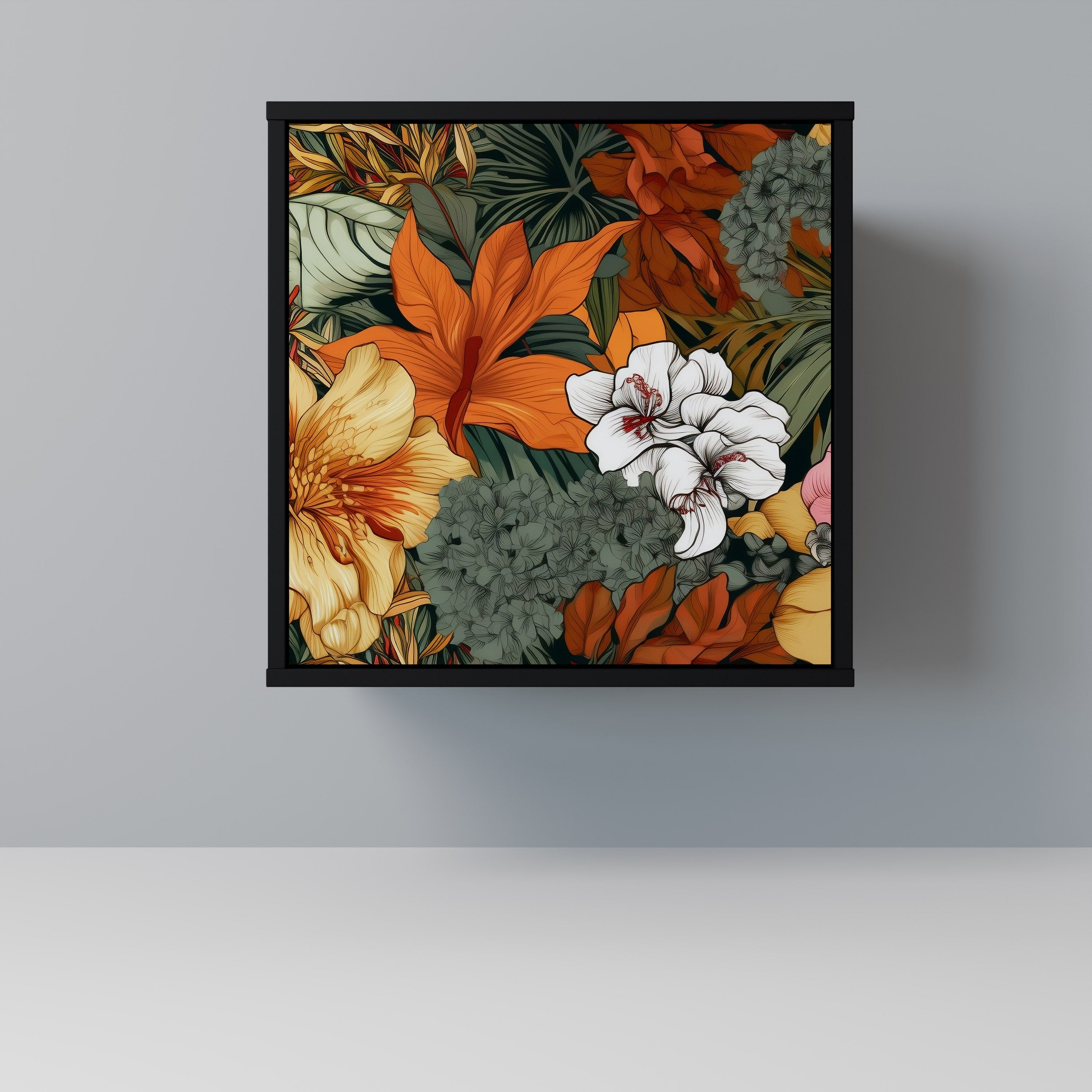 Aparador RADIANT FLORA de 1 puerta en acabado negro