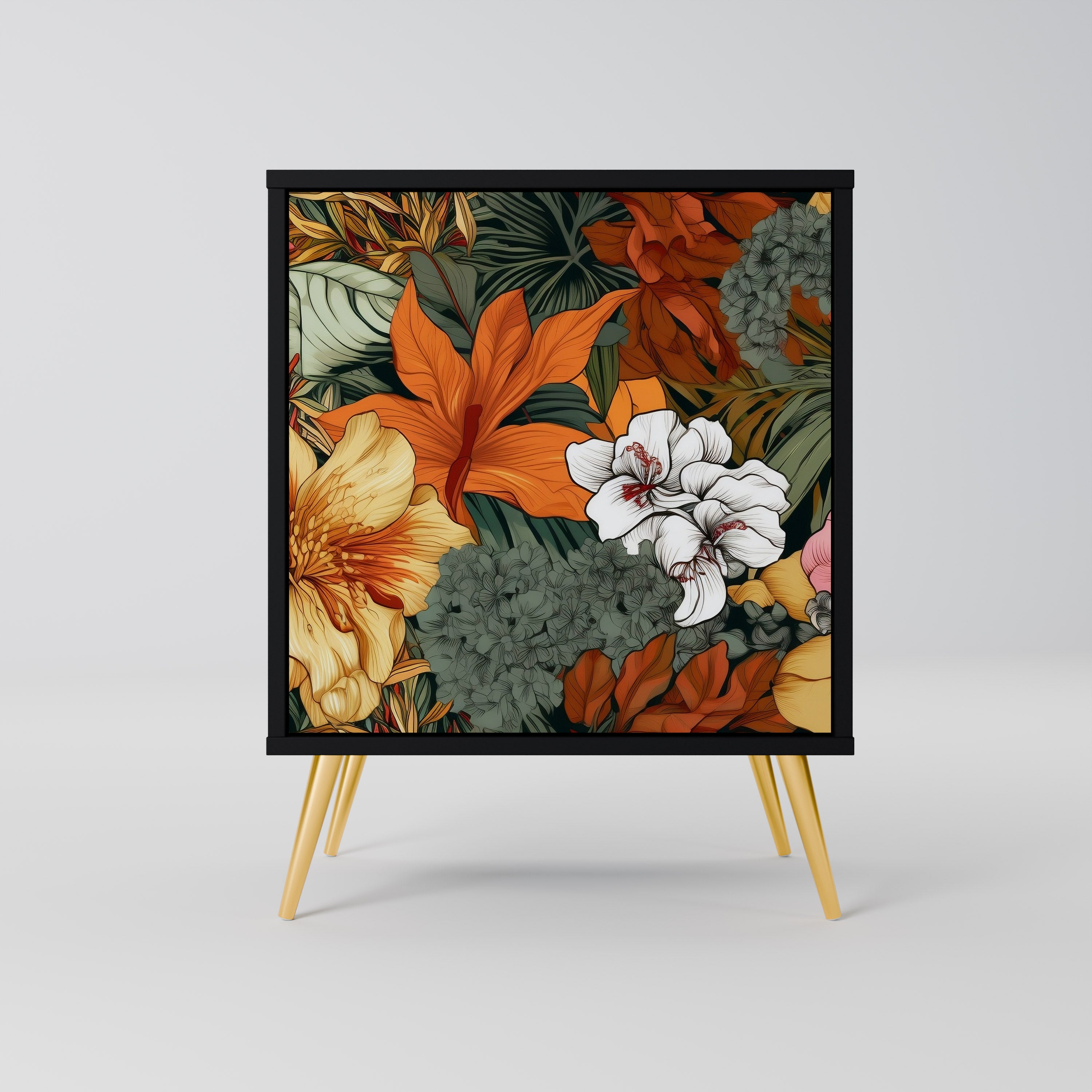 Aparador RADIANT FLORA de 1 puerta en acabado negro