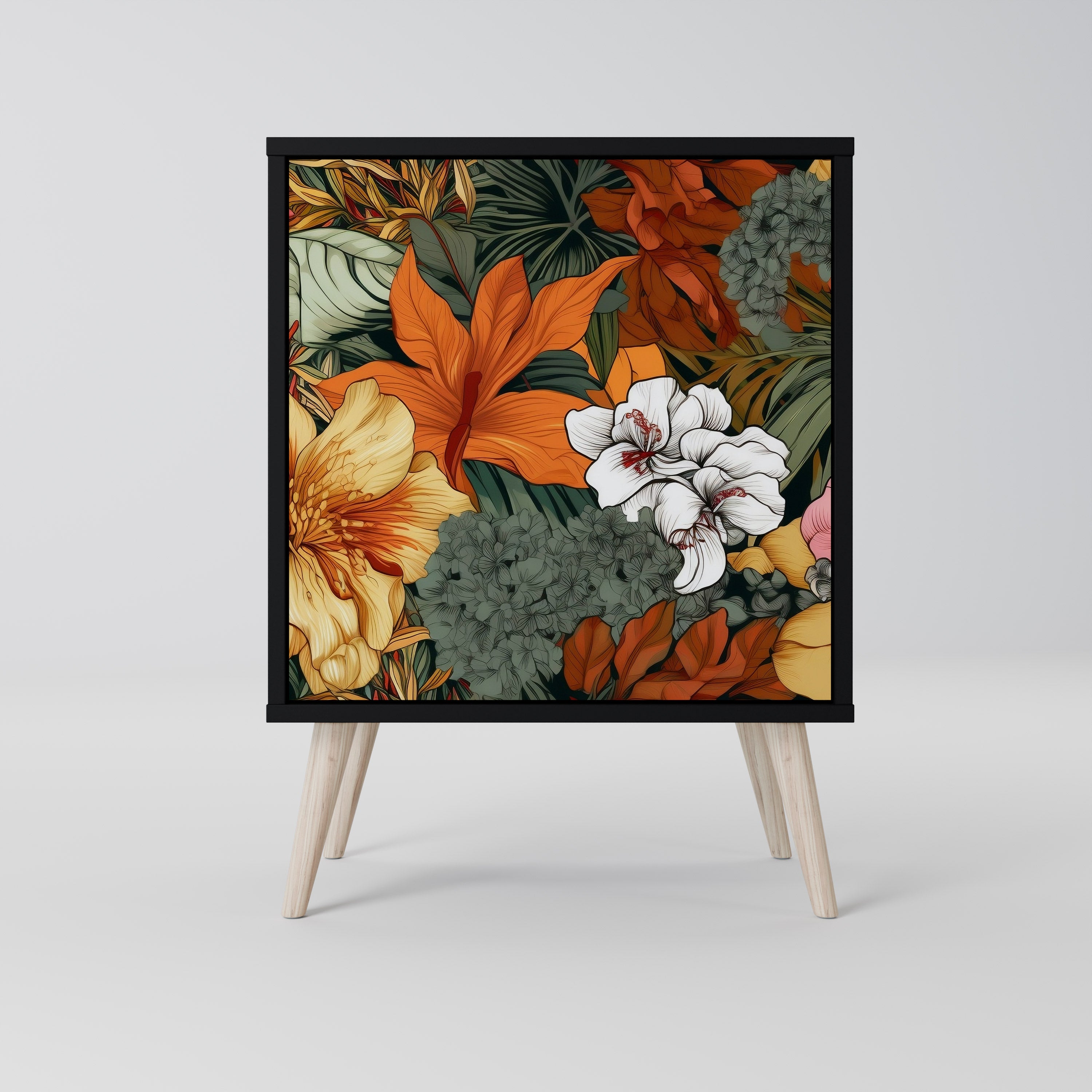 Aparador RADIANT FLORA de 1 puerta en acabado negro