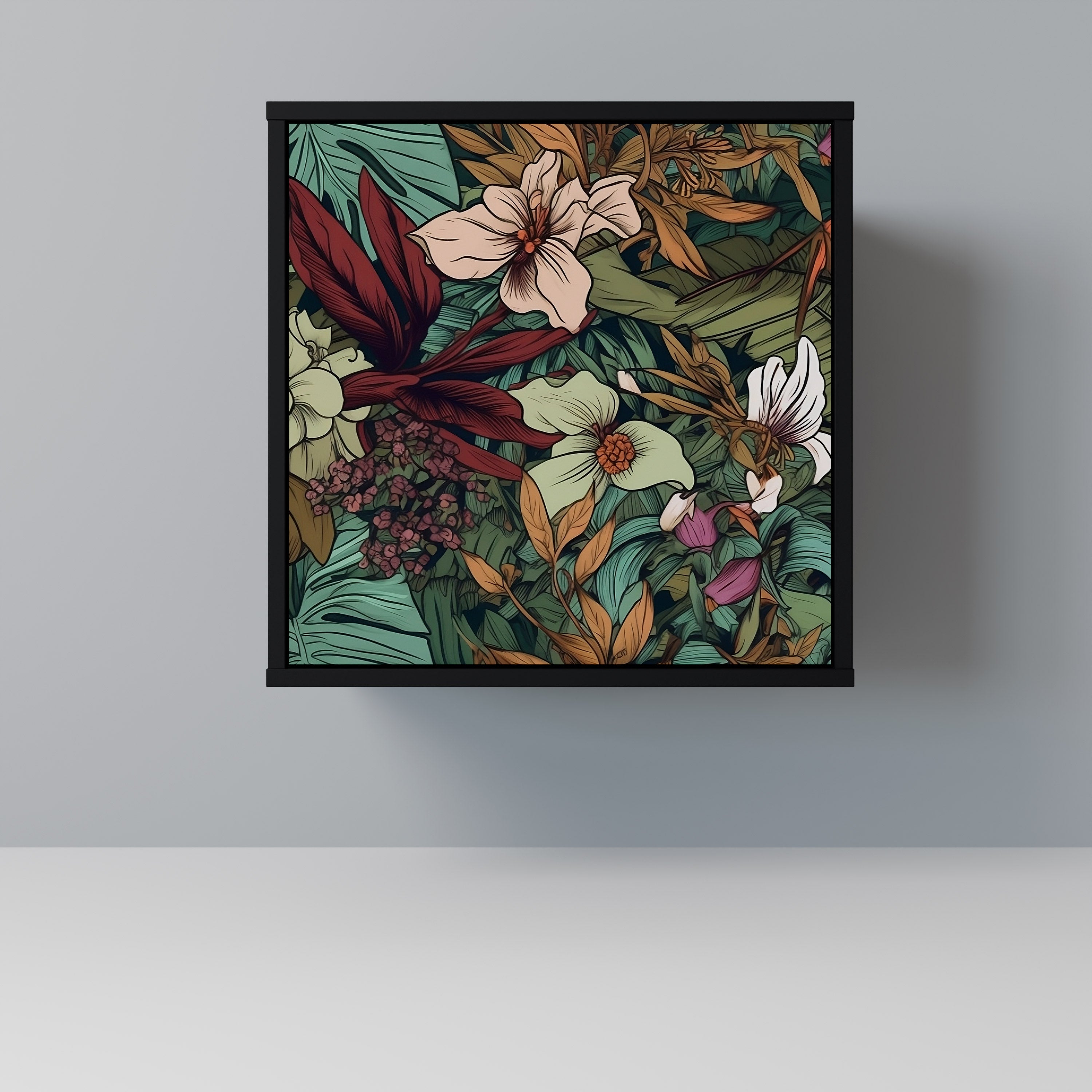 Aparador de 1 puerta BOTANICAL EMPERGENCE en acabado negro