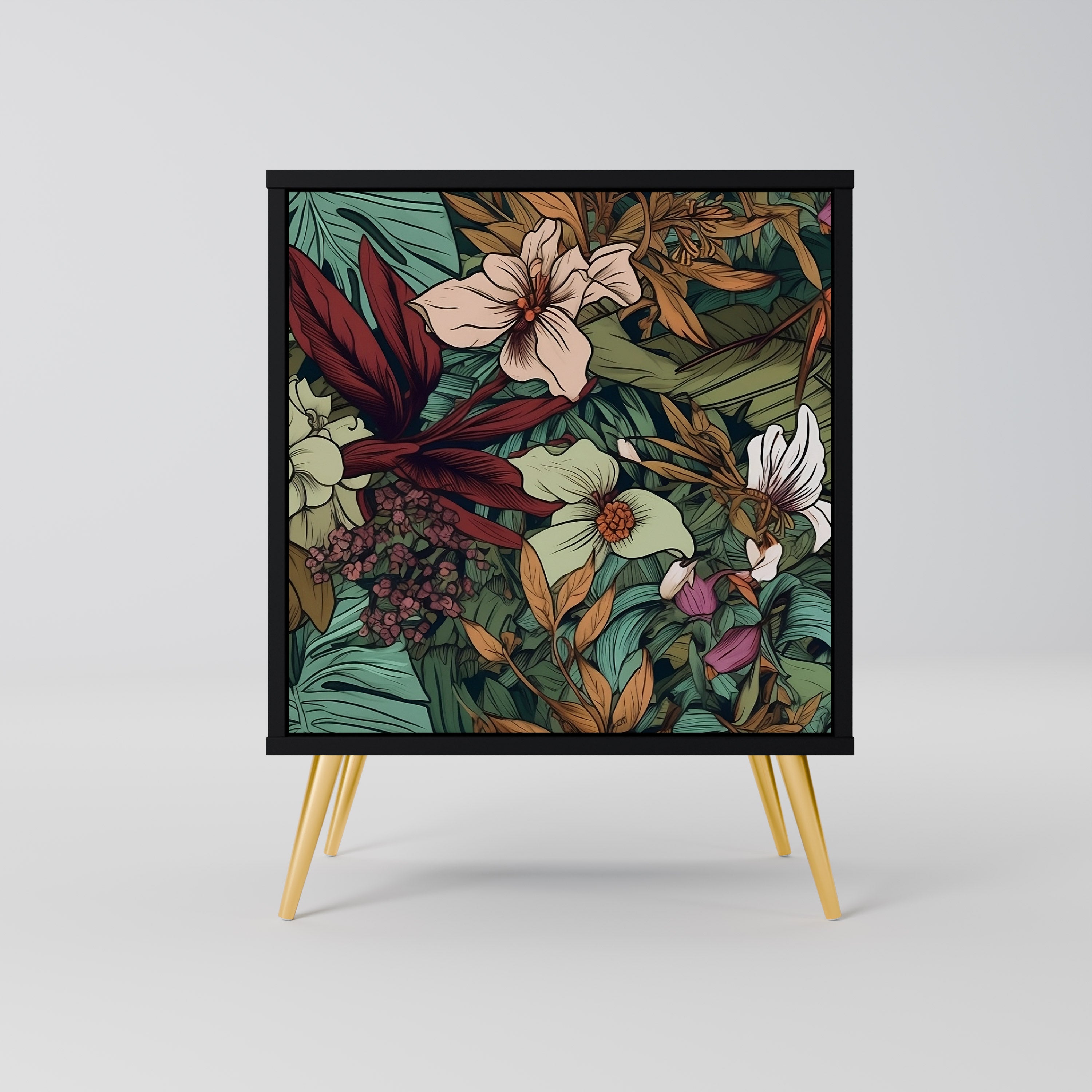 Aparador de 1 puerta BOTANICAL EMPERGENCE en acabado negro