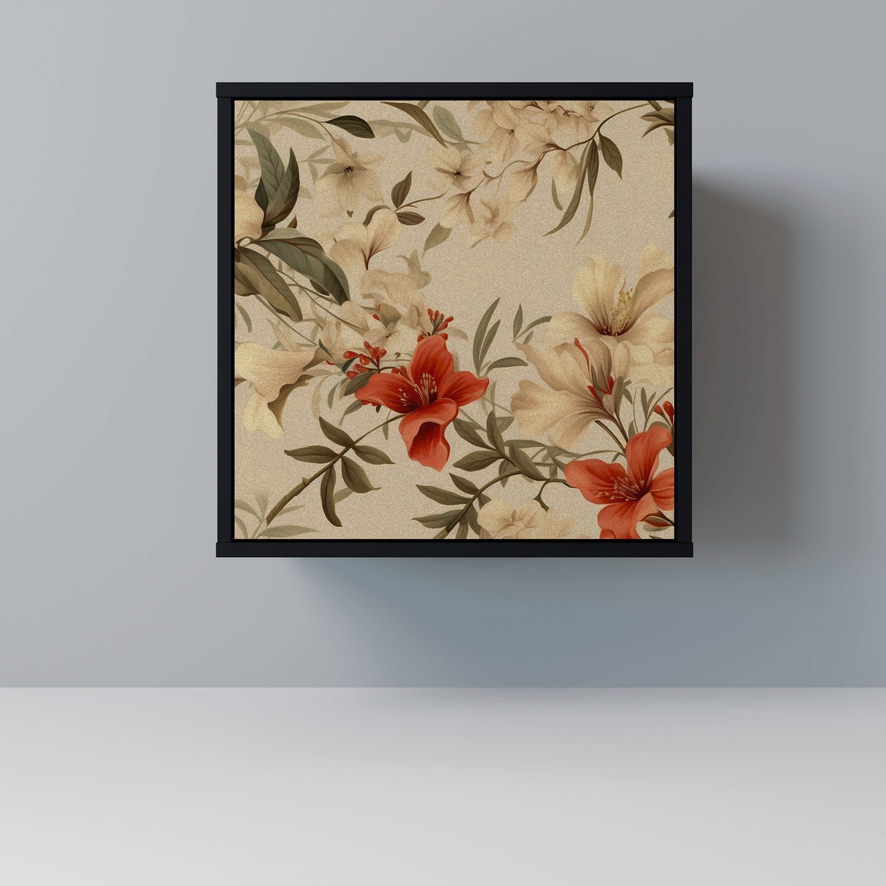 BLOOMING HARMONY 1-Door Sideboard in Black Finish