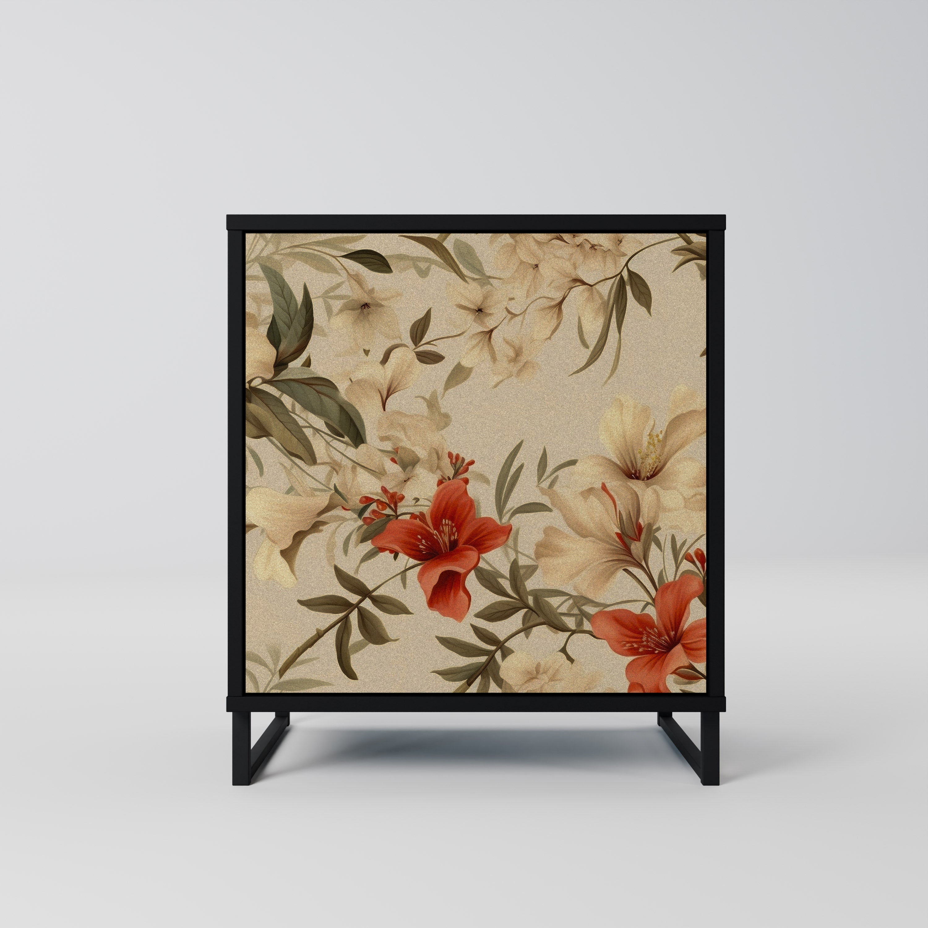 BLOOMING HARMONY 1-Door Sideboard in Black Finish