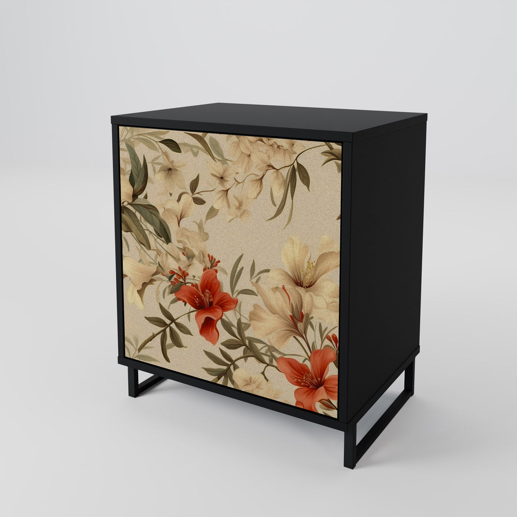 BLOOMING HARMONY 1-Door Sideboard in Black Finish