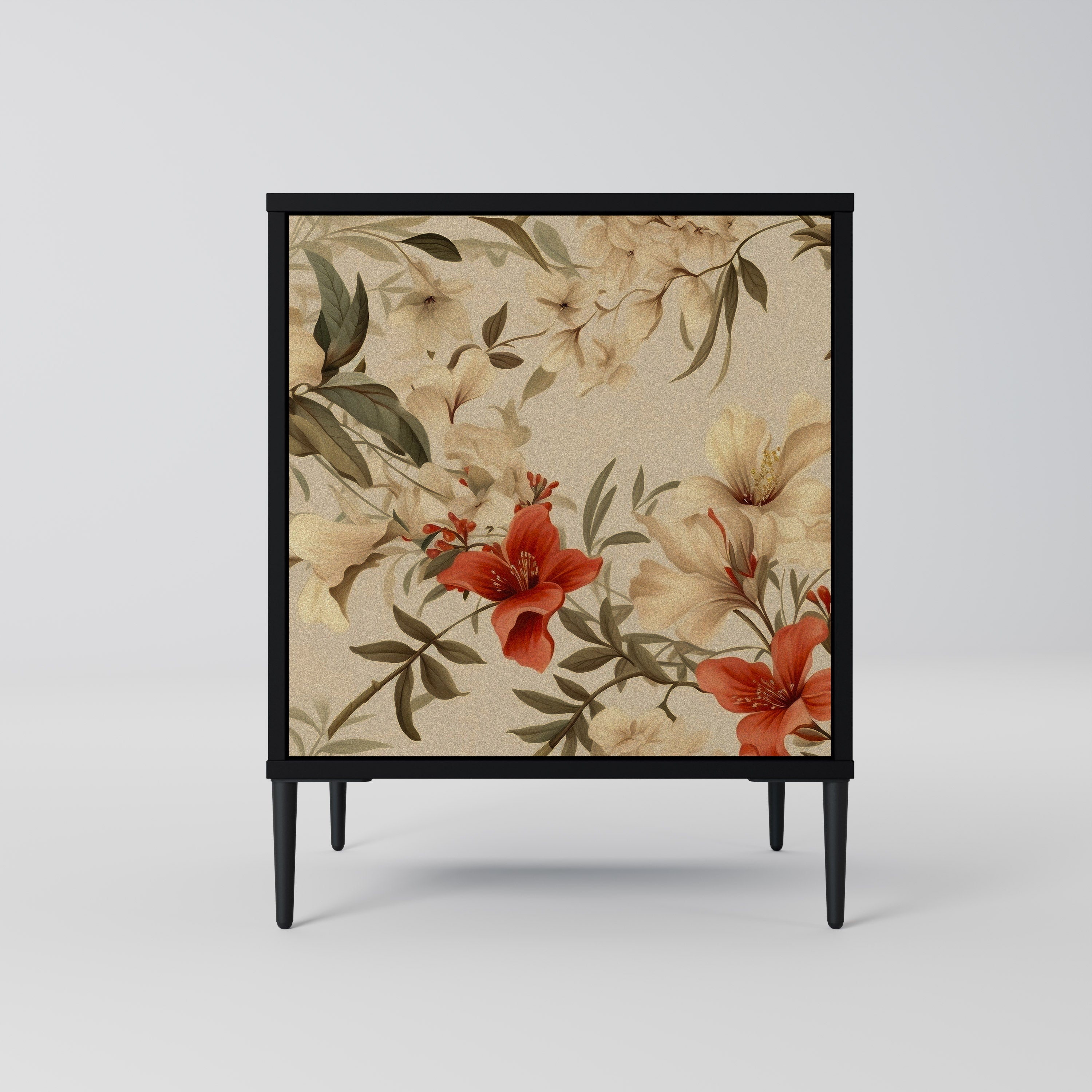 BLOOMING HARMONY 1-Door Sideboard in Black Finish