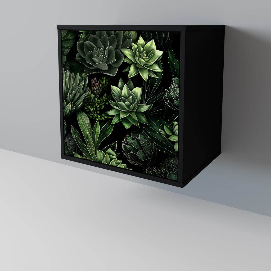 Aparador de una puerta SUCCULENT JUNGLE en acabado negro