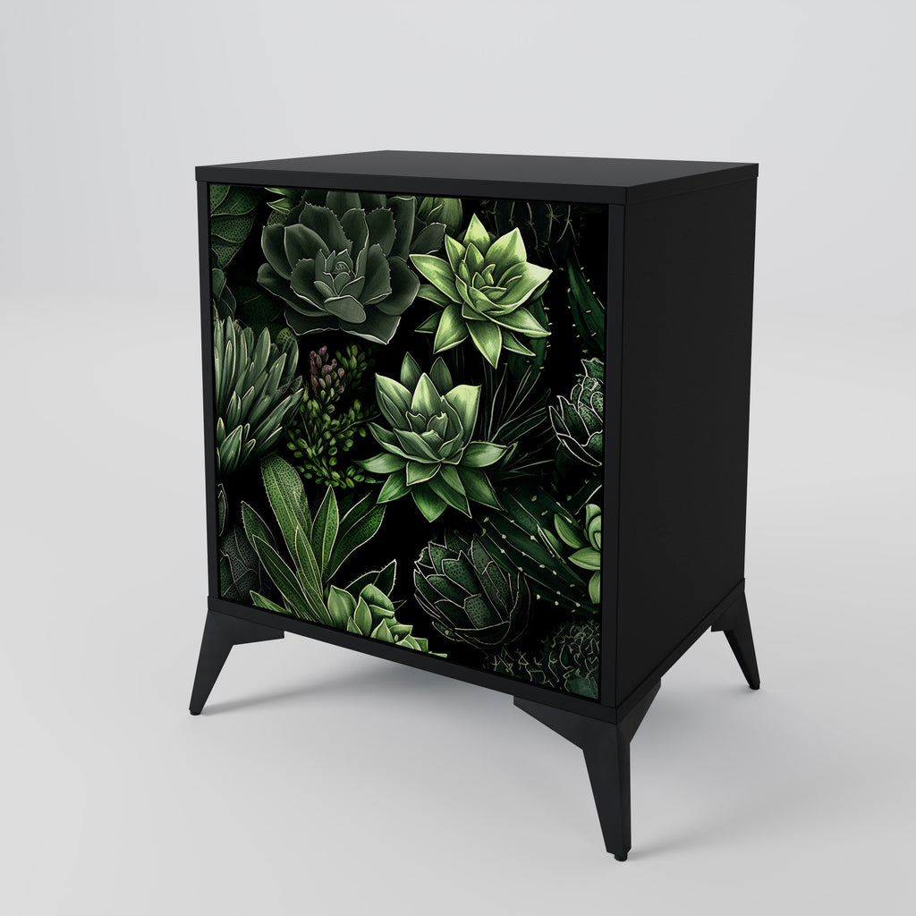 Aparador de una puerta SUCCULENT JUNGLE en acabado negro