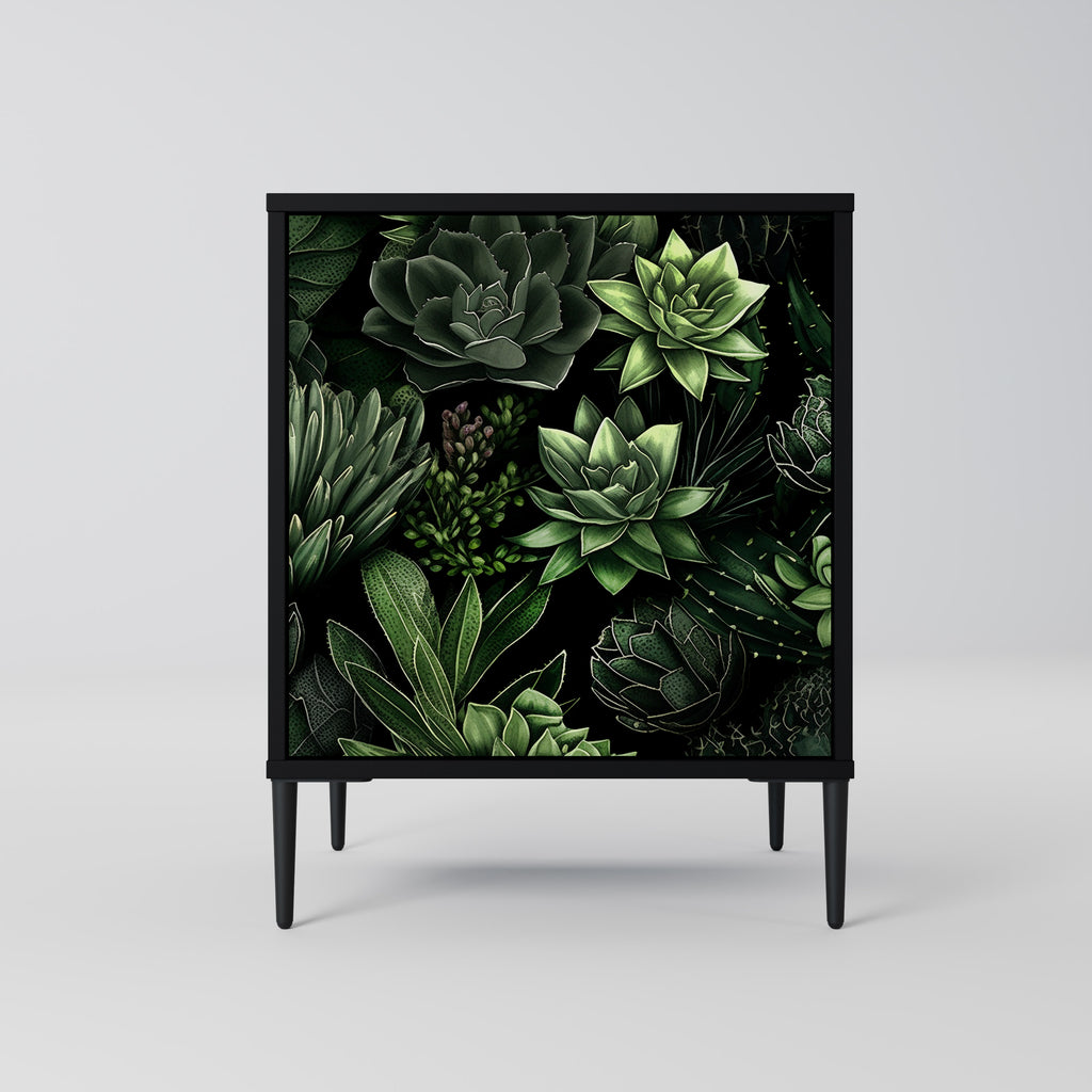 Aparador de una puerta SUCCULENT JUNGLE en acabado negro