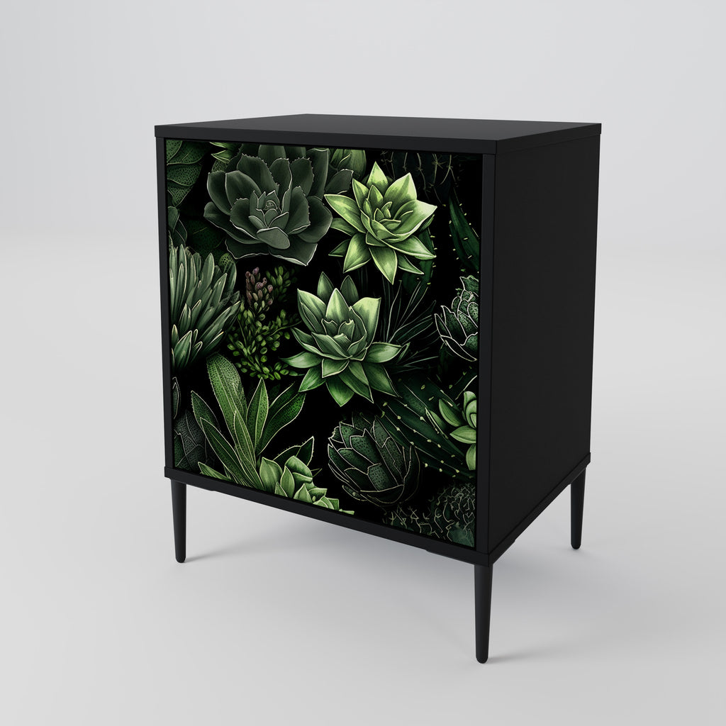 Aparador de una puerta SUCCULENT JUNGLE en acabado negro