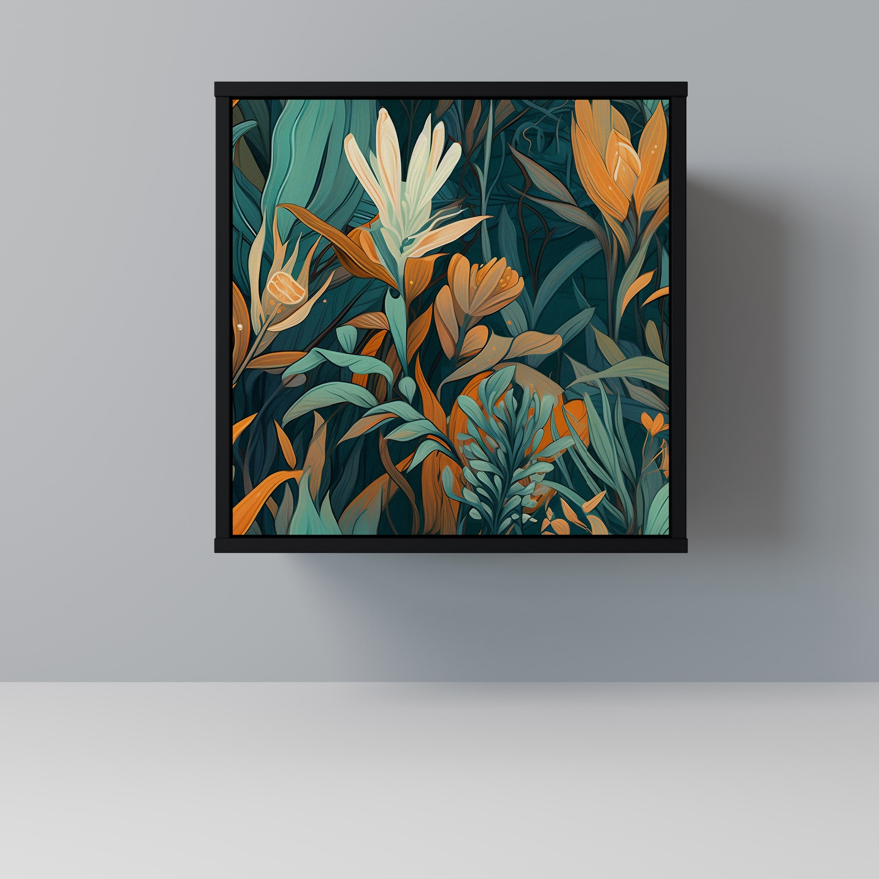 Aparador FLORAL SERENITY de 1 puerta en acabado negro