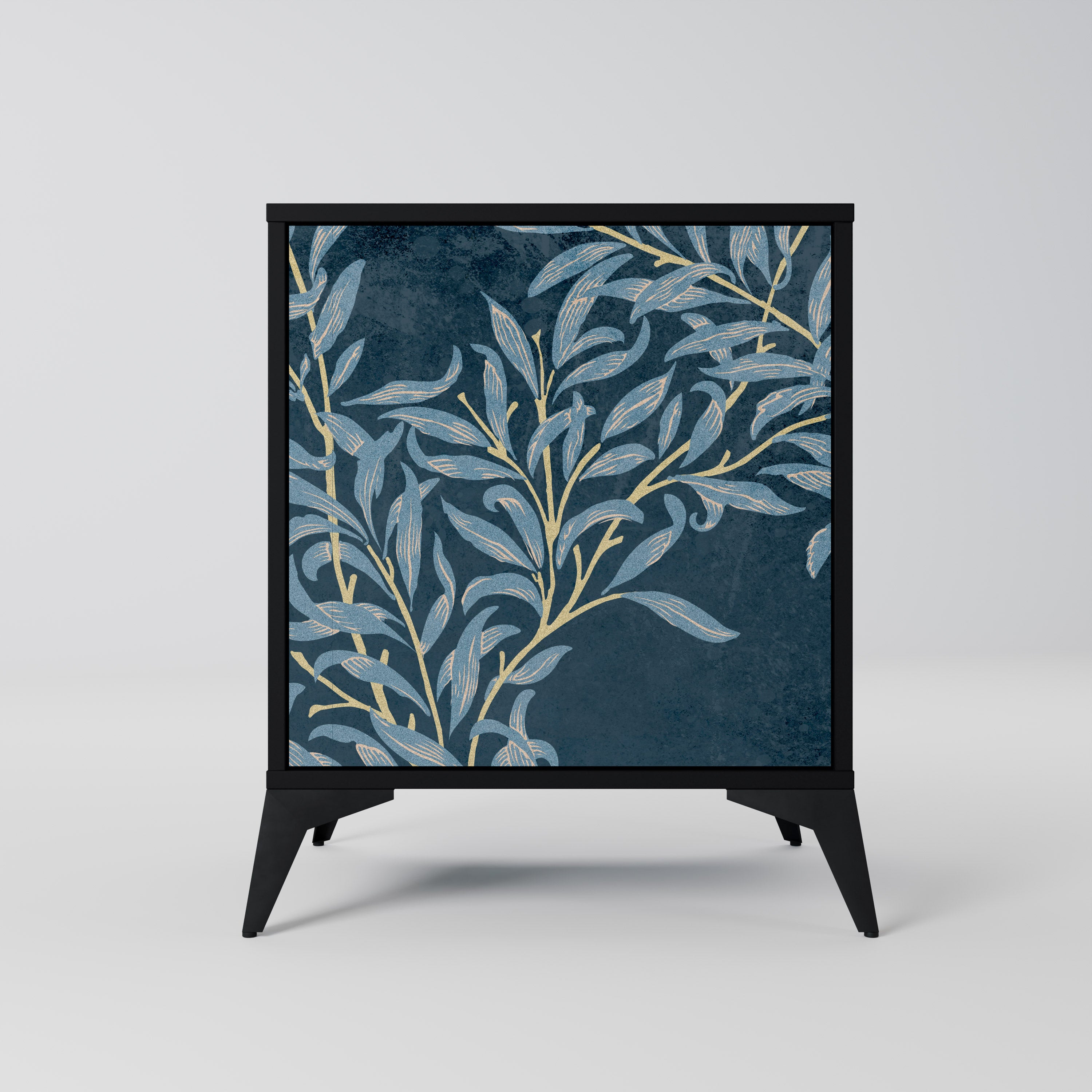 BLUE LEAVES 1-Door Sideboard in Black Finish