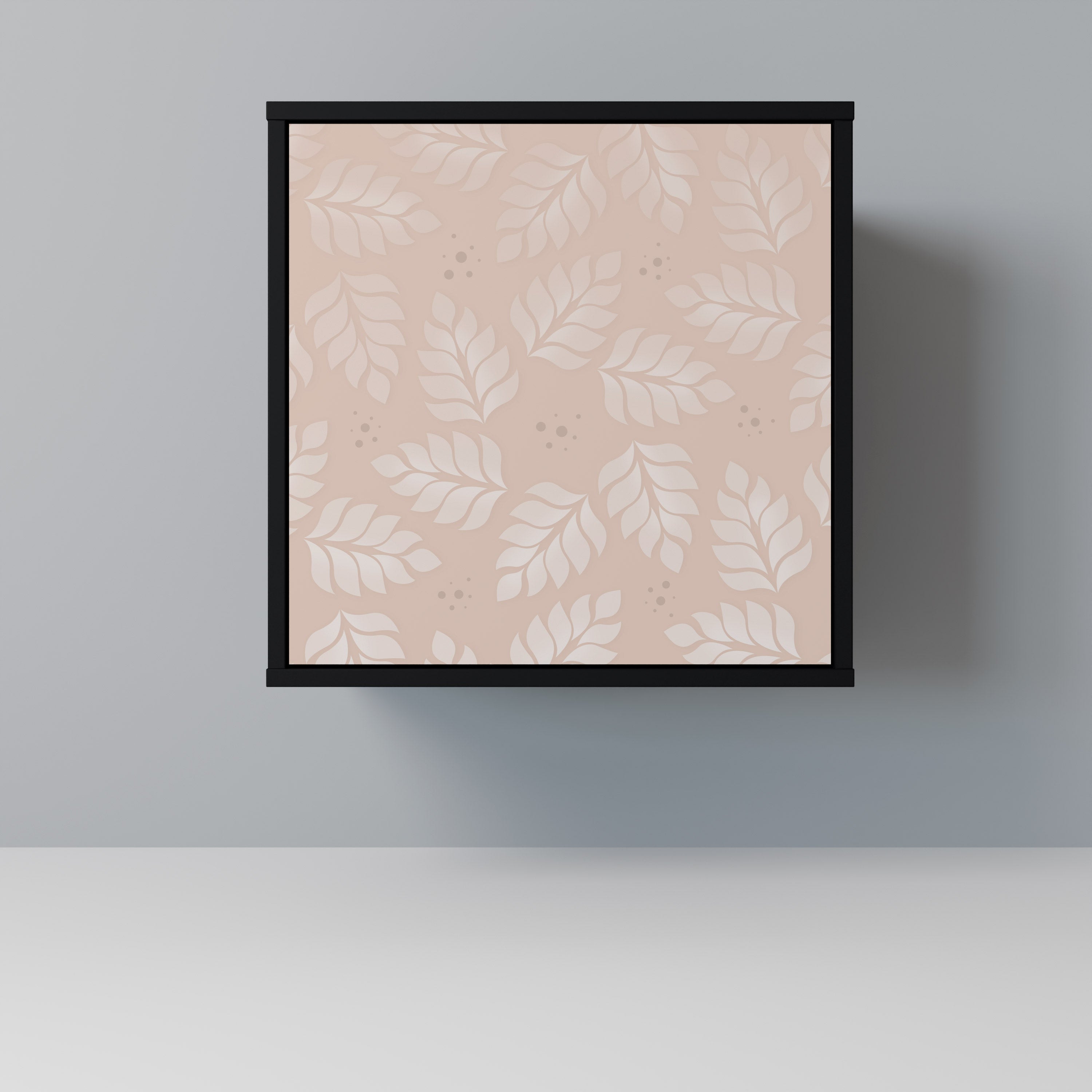 Aparador de una puerta LEAVES ON BEIGE con acabado negro