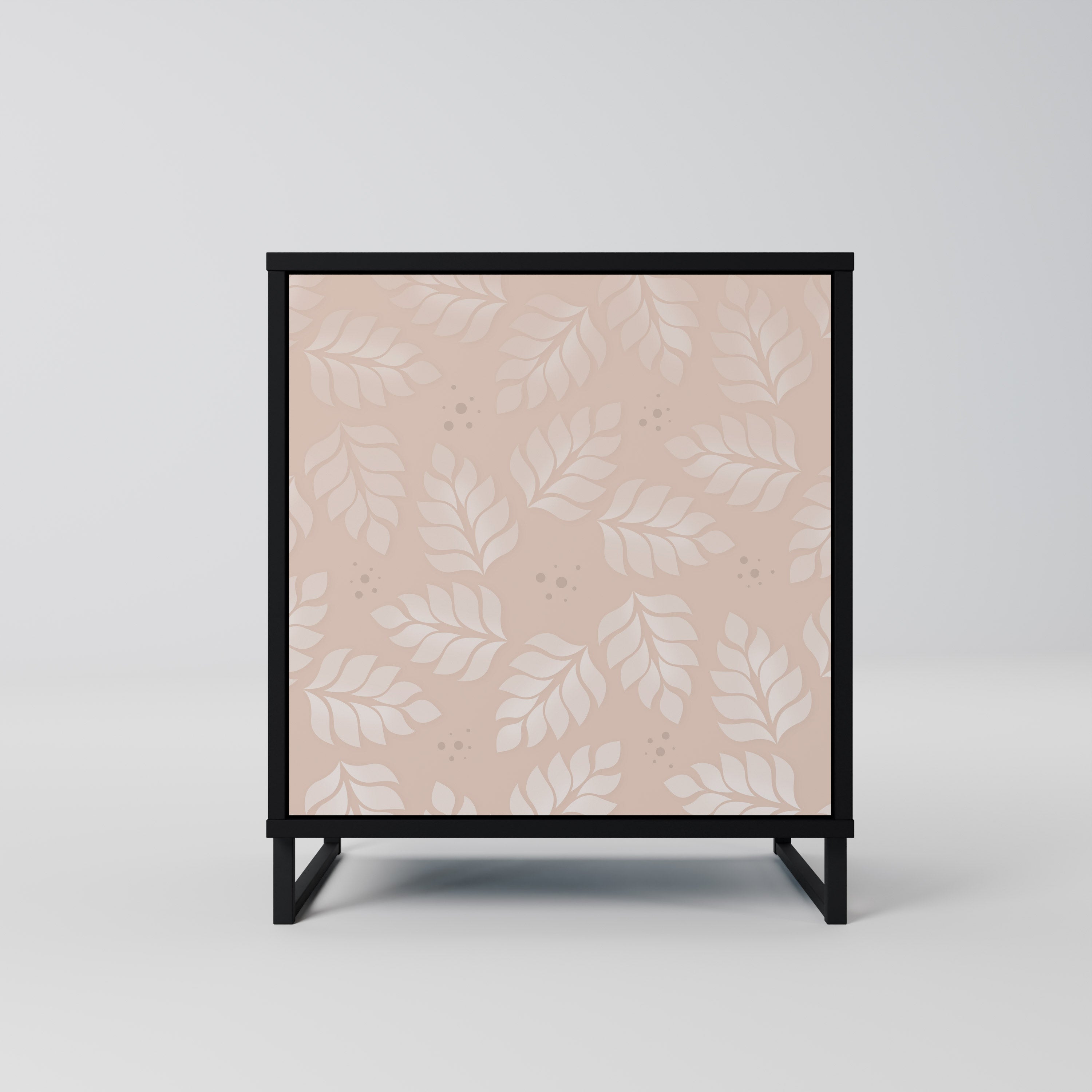Aparador de una puerta LEAVES ON BEIGE con acabado negro
