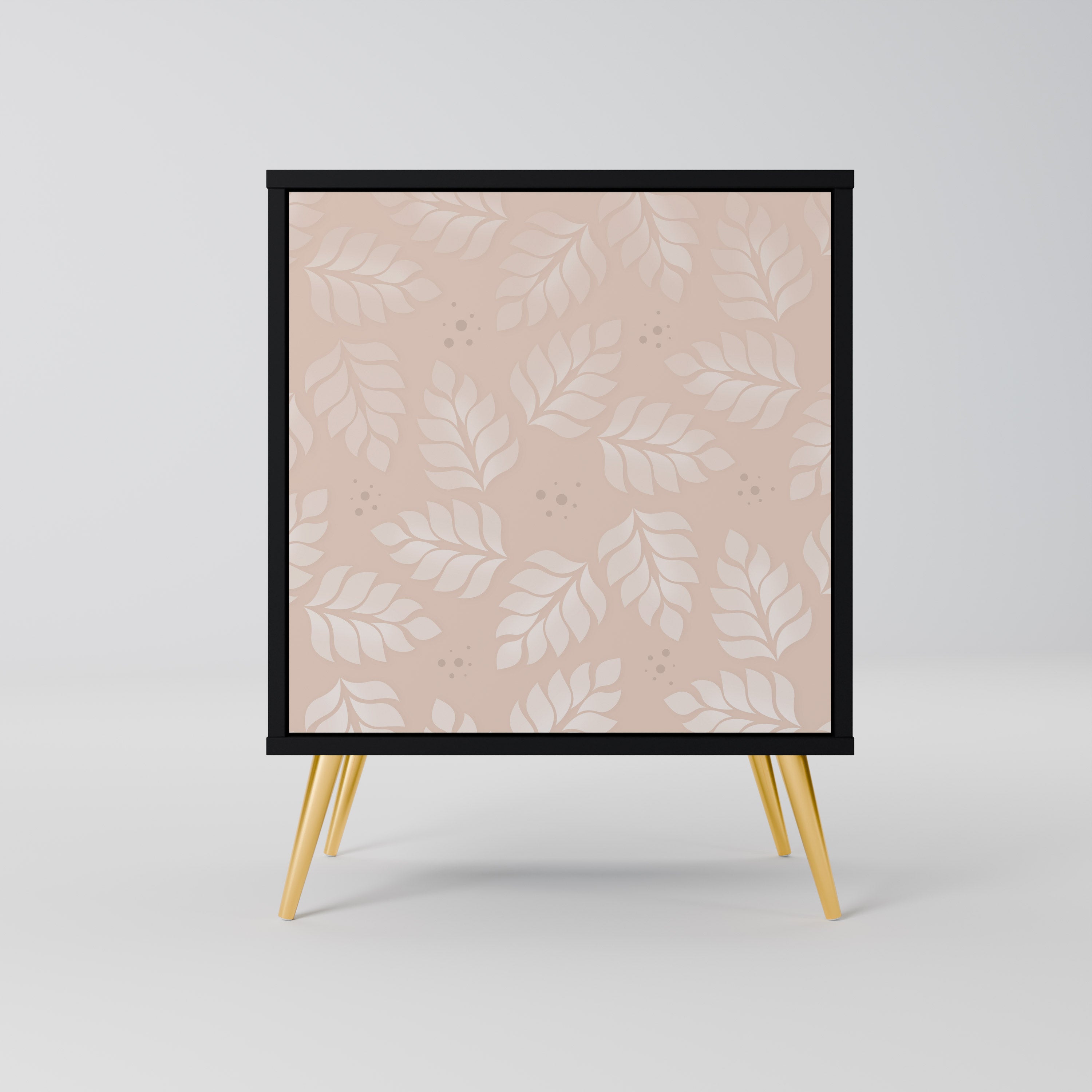 Aparador de una puerta LEAVES ON BEIGE con acabado negro
