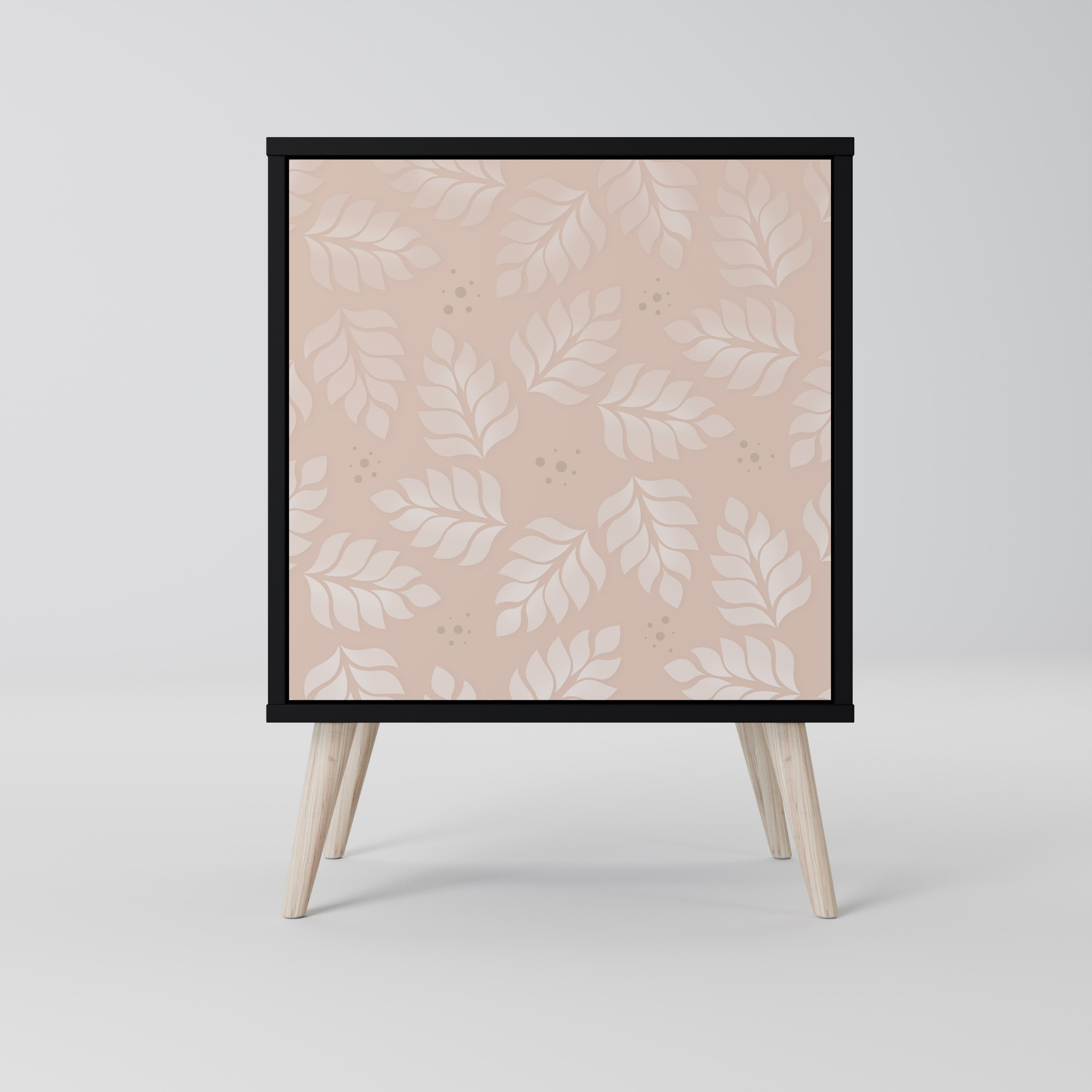 Aparador de una puerta LEAVES ON BEIGE con acabado negro
