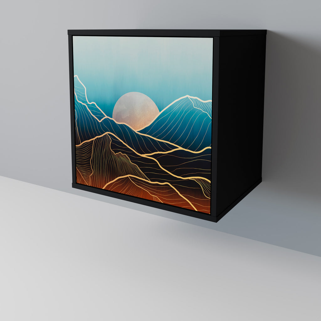 Aparador LUNAR SECRETS de 1 puerta en acabado negro