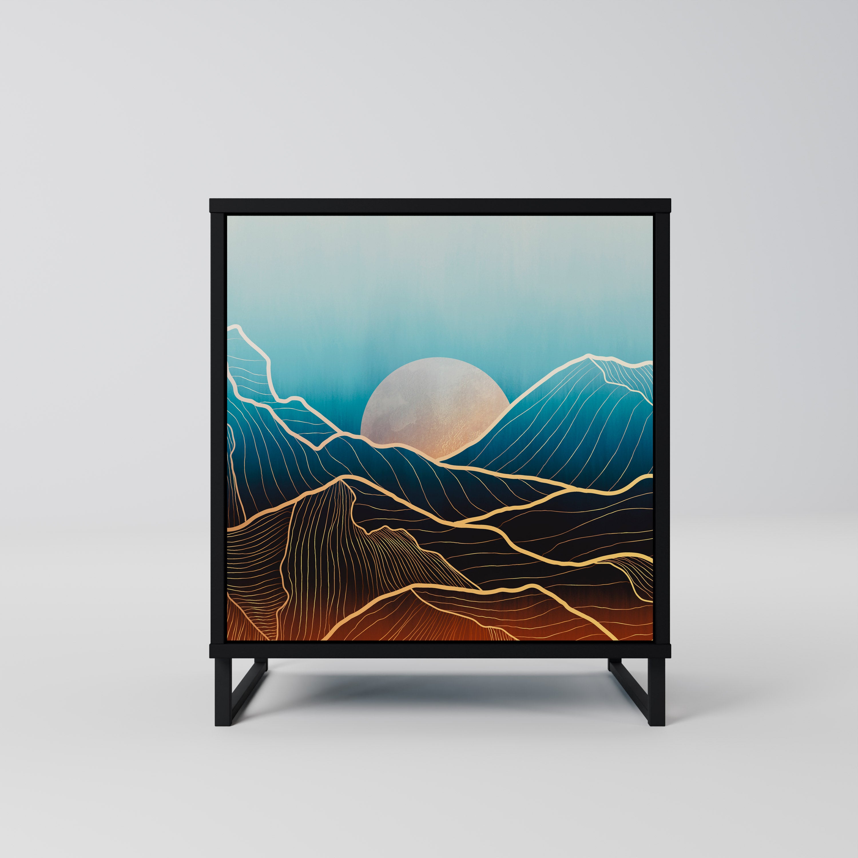 Aparador LUNAR SECRETS de 1 puerta en acabado negro