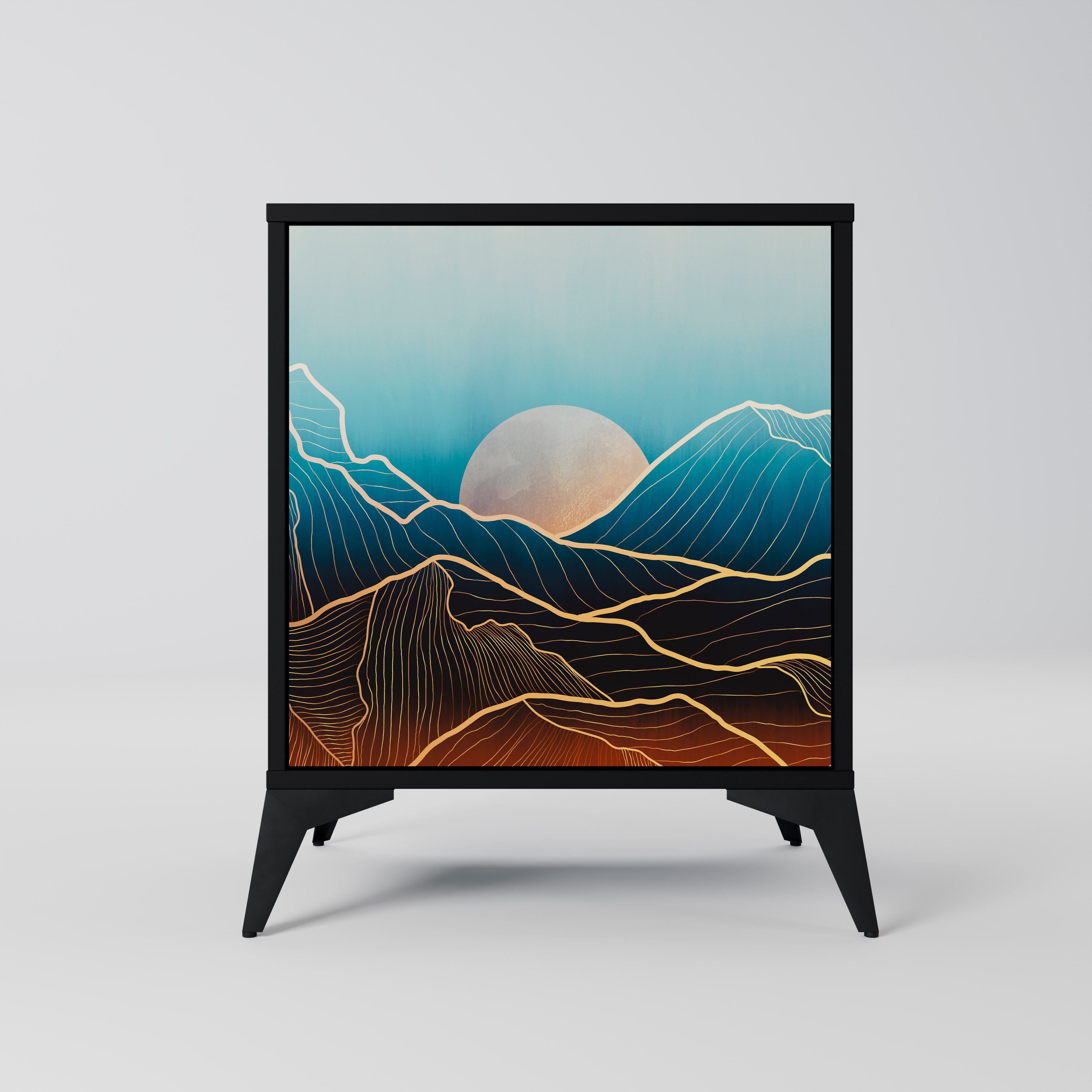 Aparador LUNAR SECRETS de 1 puerta en acabado negro