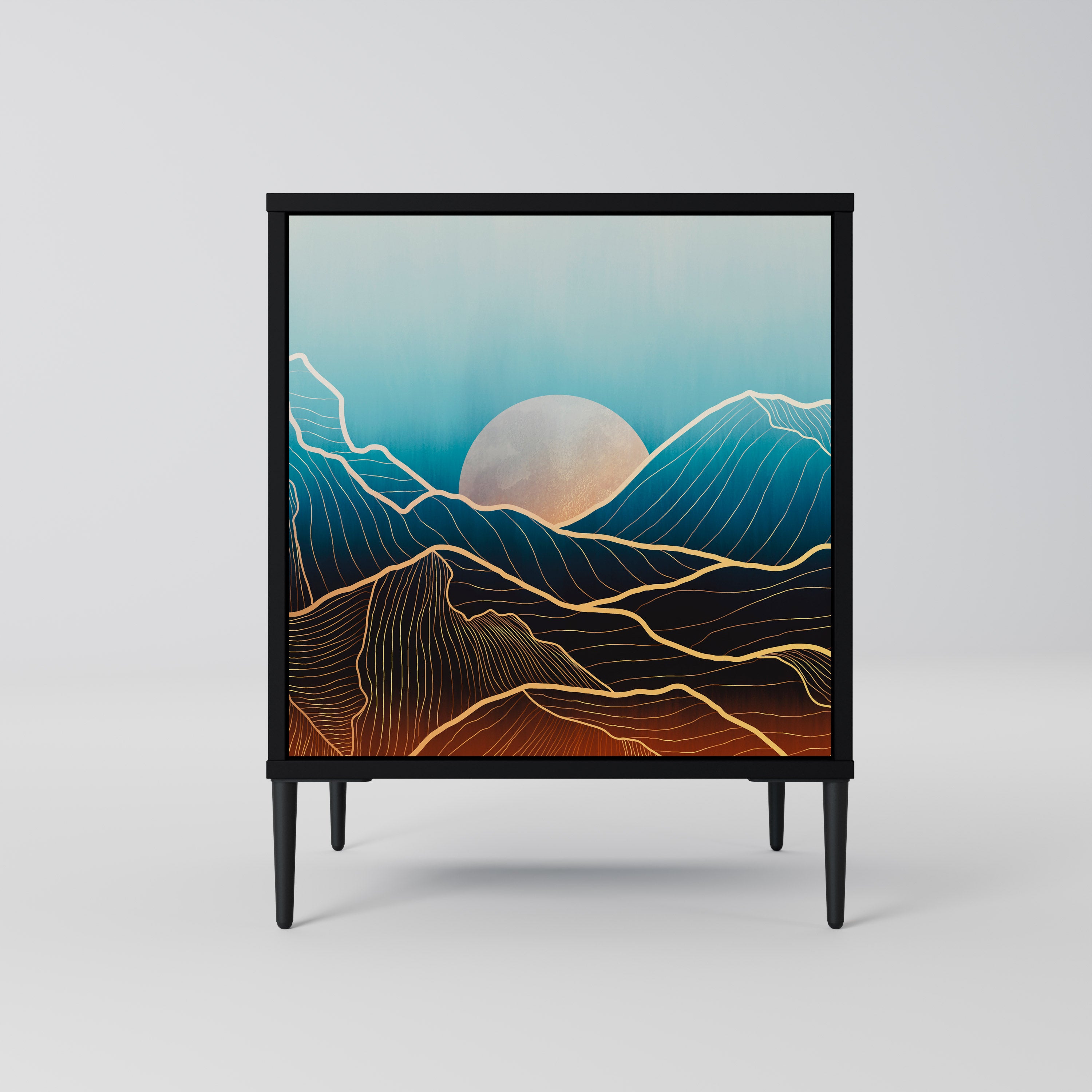 Aparador LUNAR SECRETS de 1 puerta en acabado negro