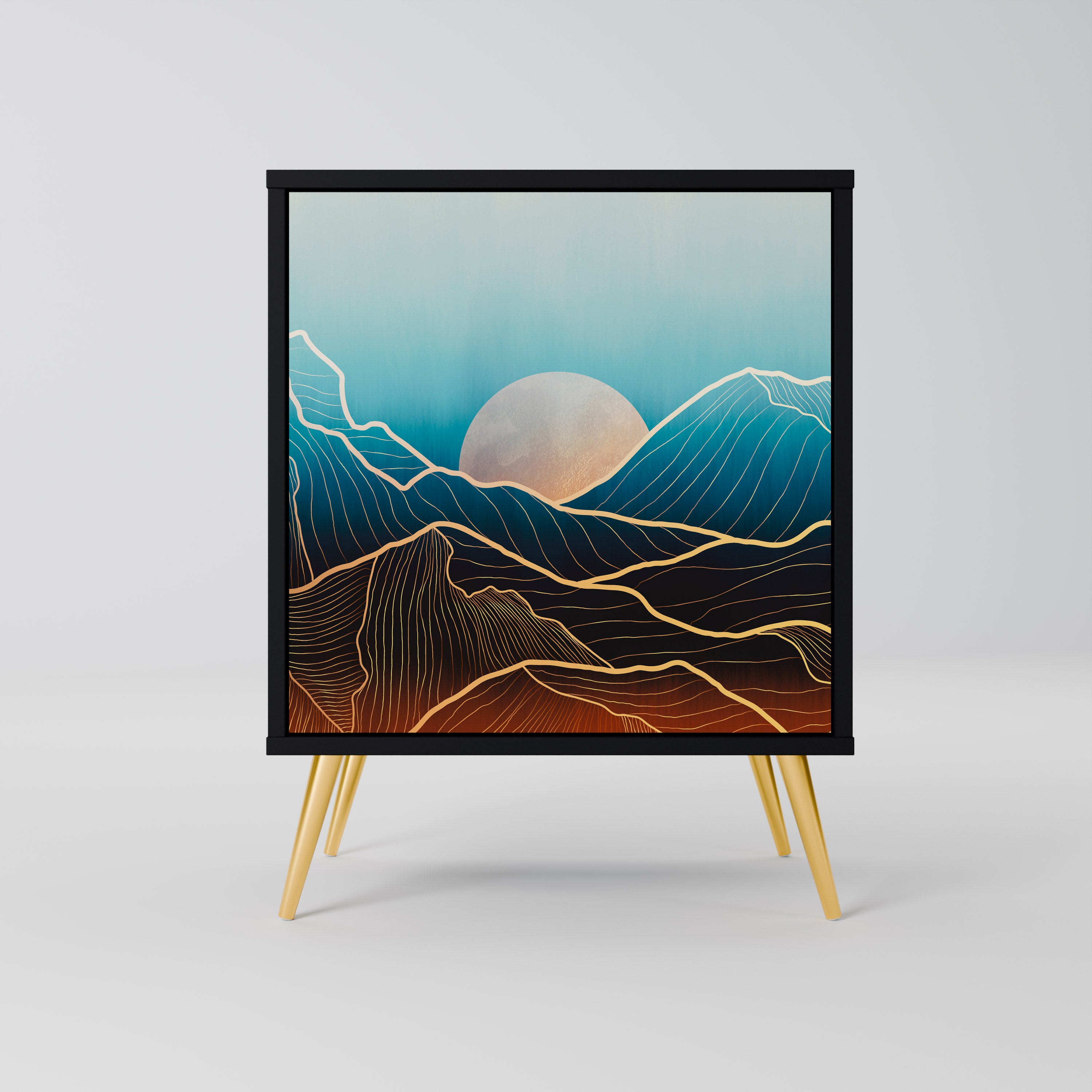 Aparador LUNAR SECRETS de 1 puerta en acabado negro