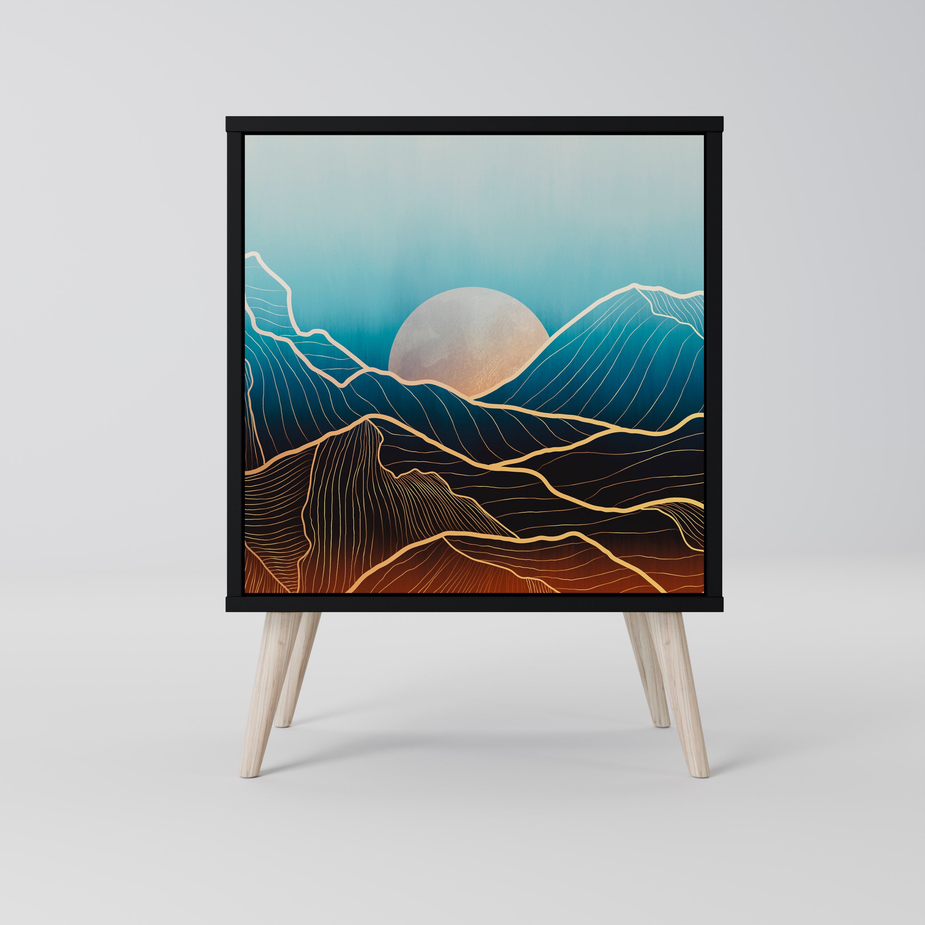 Aparador LUNAR SECRETS de 1 puerta en acabado negro