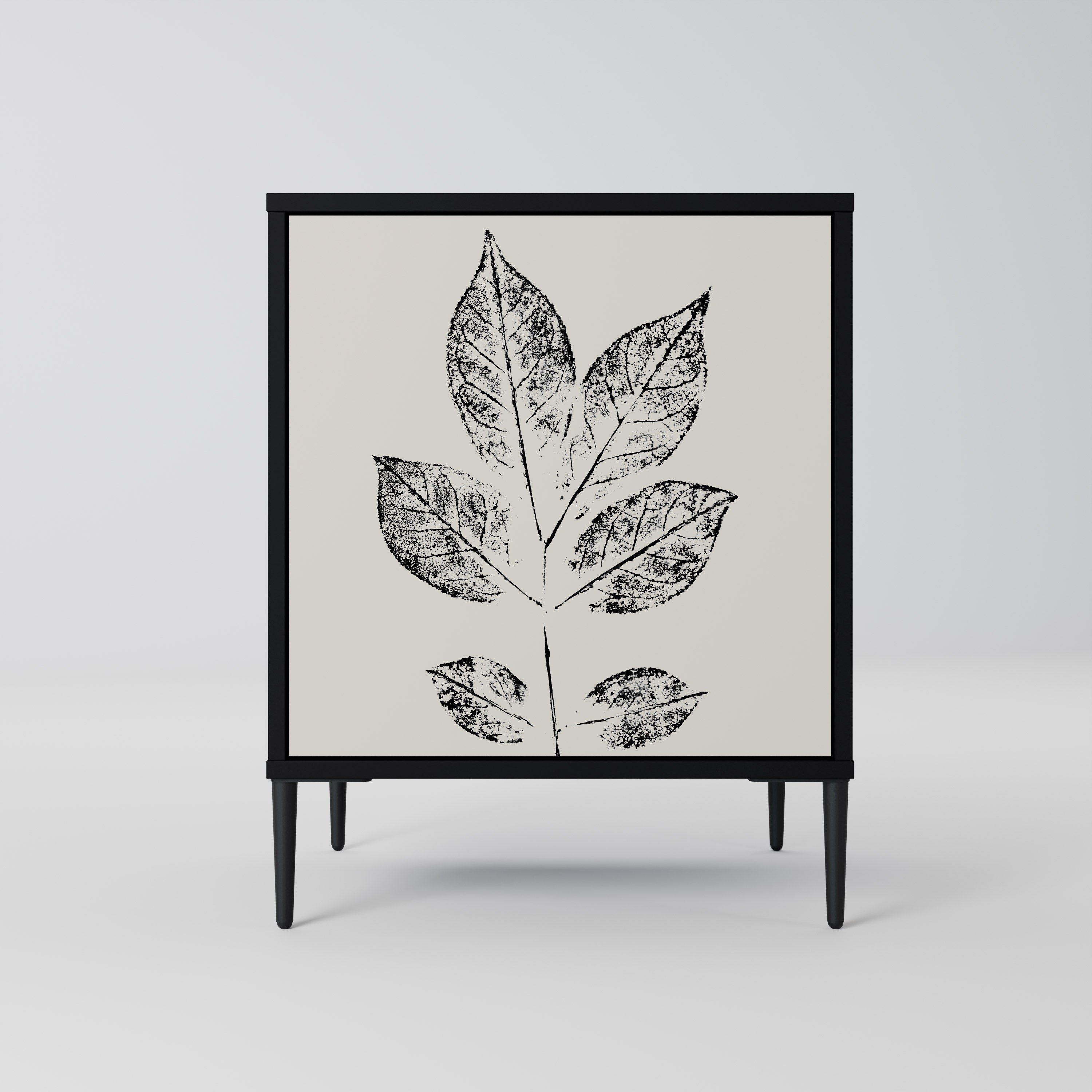 Aparador LEAFY STAMPS de 1 puerta en acabado negro