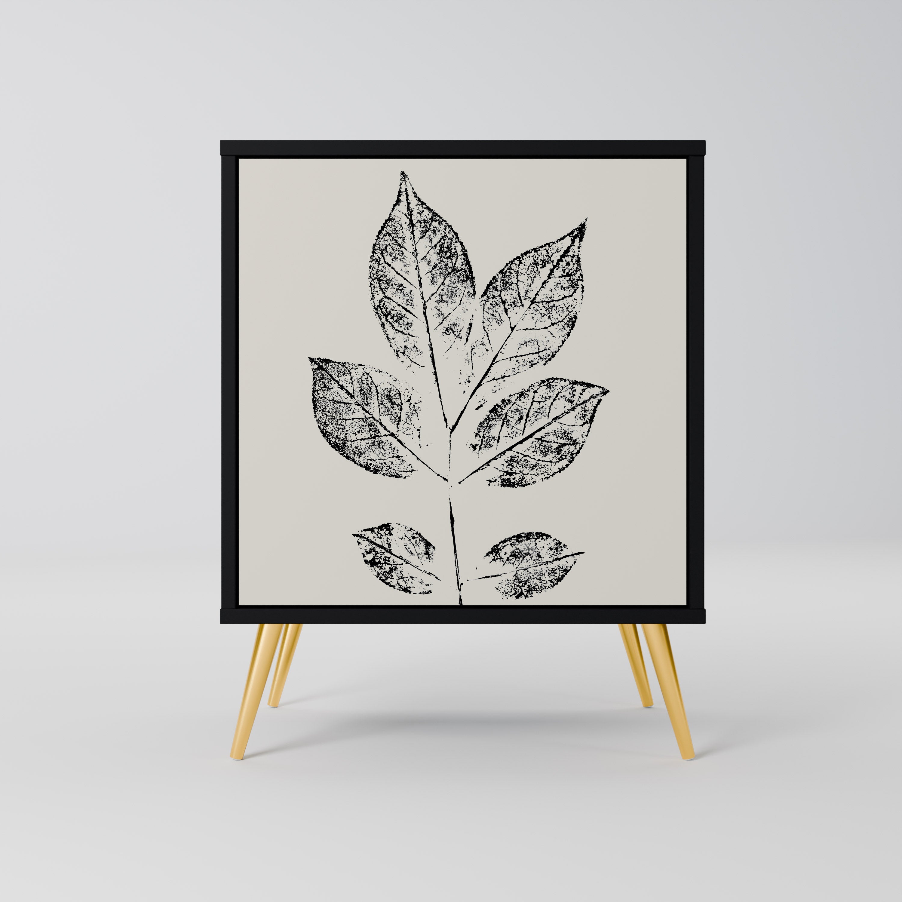 Aparador LEAFY STAMPS de 1 puerta en acabado negro