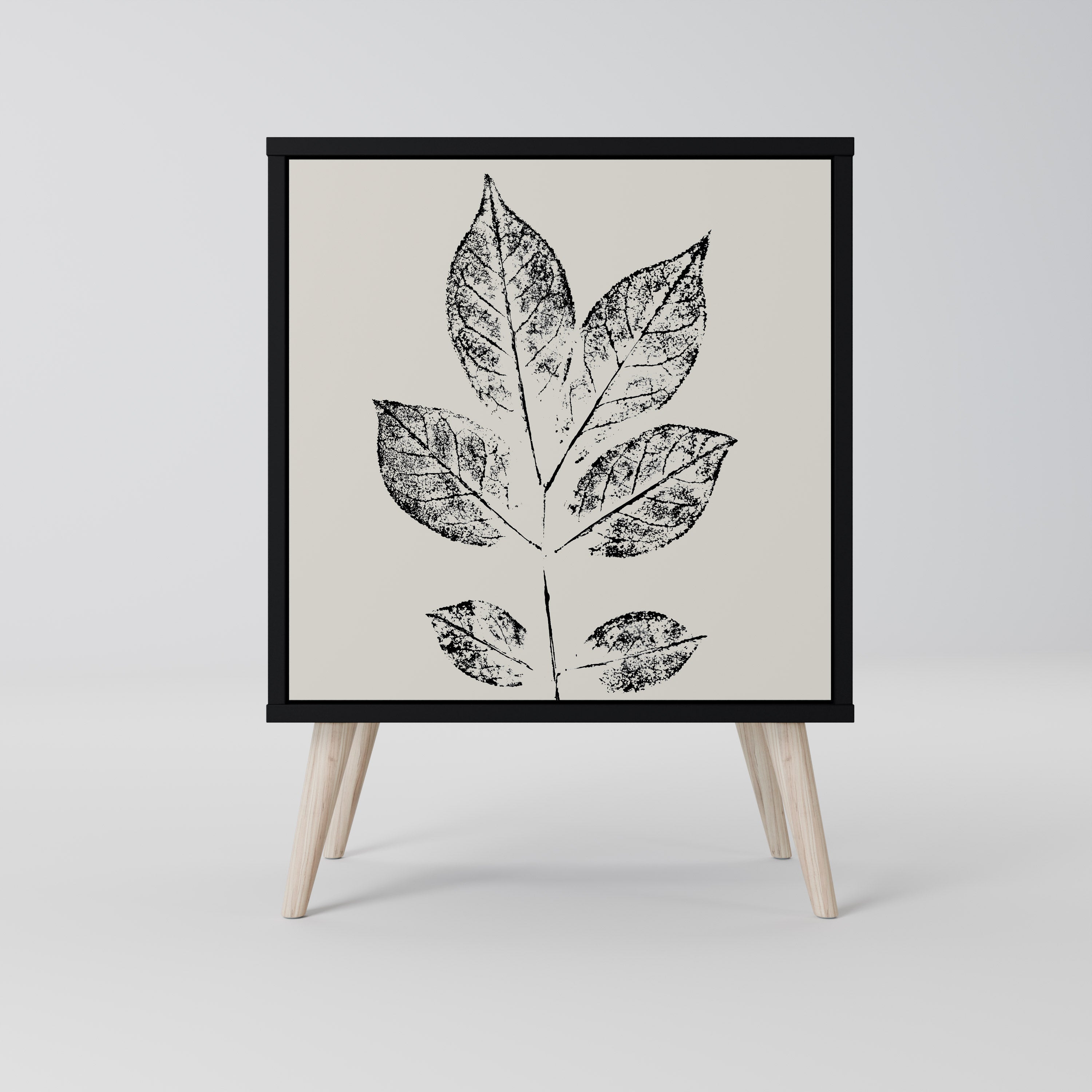 Aparador LEAFY STAMPS de 1 puerta en acabado negro