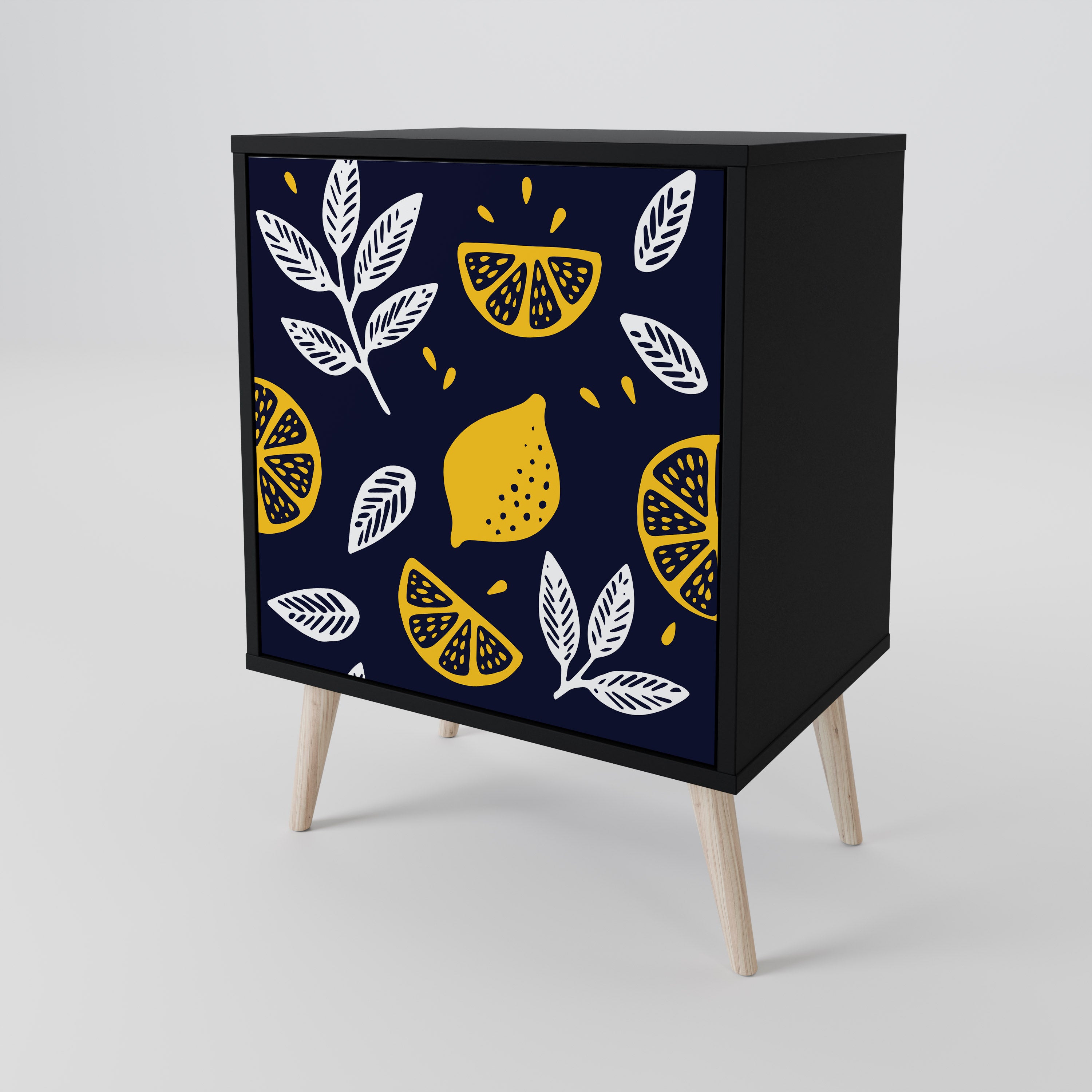 Aparador CITRUS BLACK AND WHITE de 1 puerta en acabado negro