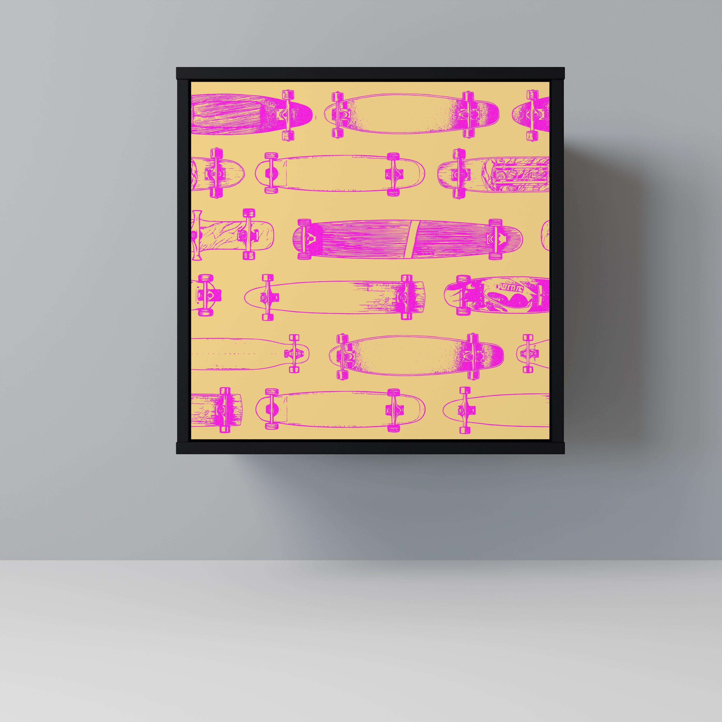 Aparador de 1 puerta SKATEBOARD ARTISTRY en acabado negro