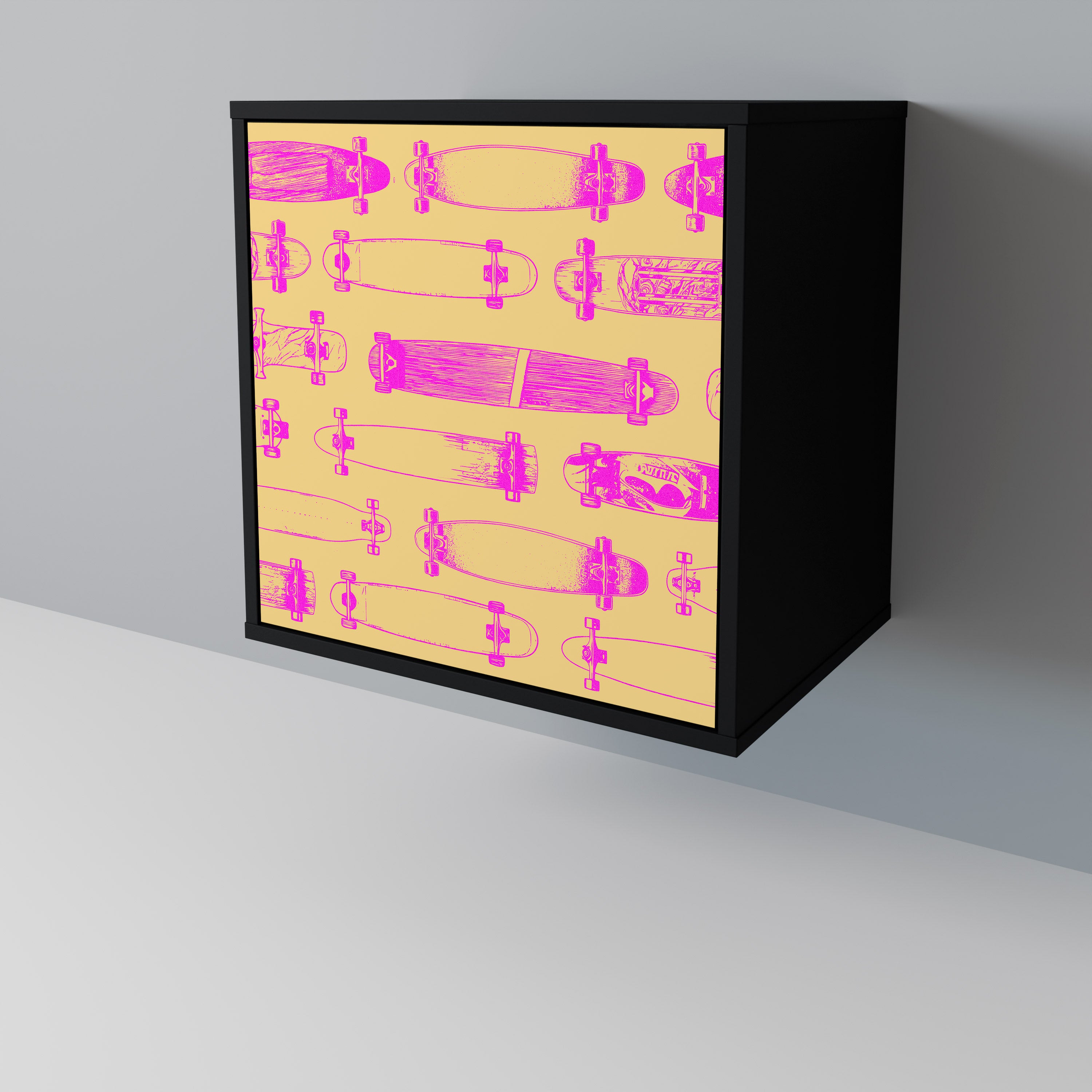 Aparador de 1 puerta SKATEBOARD ARTISTRY en acabado negro