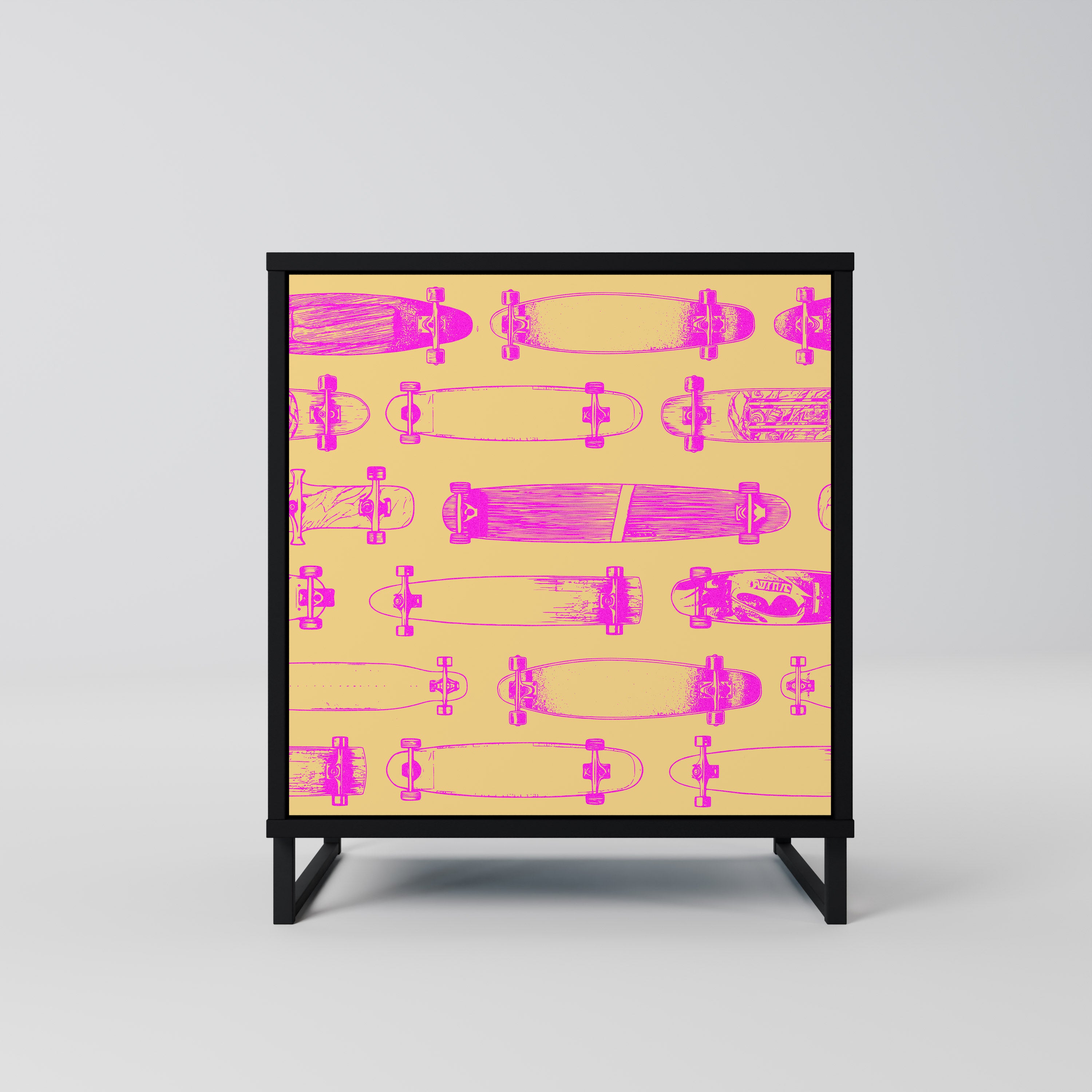 Aparador de 1 puerta SKATEBOARD ARTISTRY en acabado negro