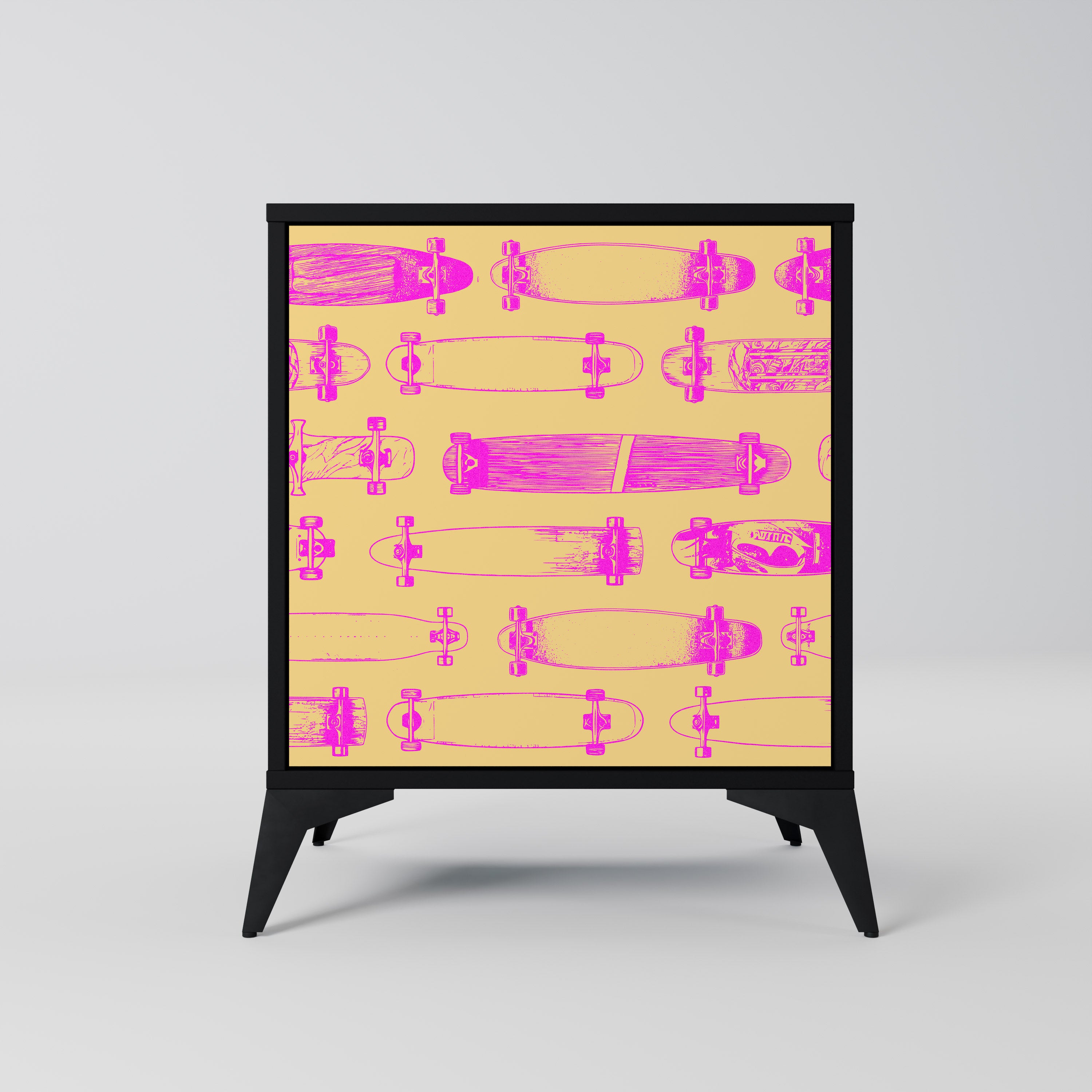 Aparador de 1 puerta SKATEBOARD ARTISTRY en acabado negro