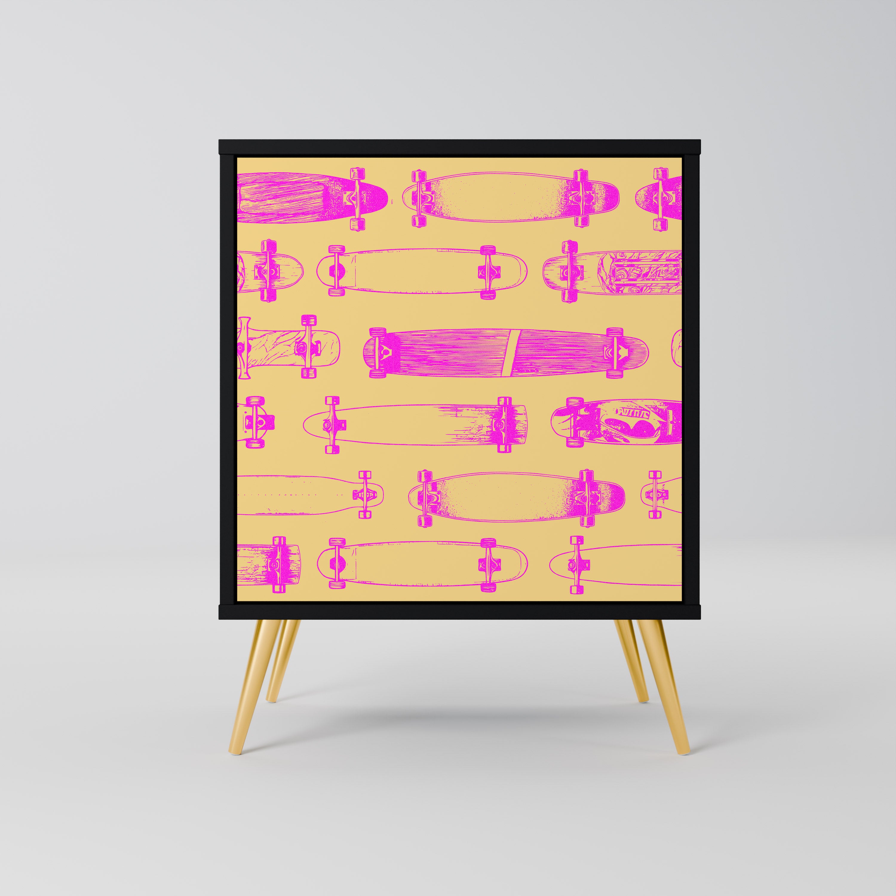 Aparador de 1 puerta SKATEBOARD ARTISTRY en acabado negro