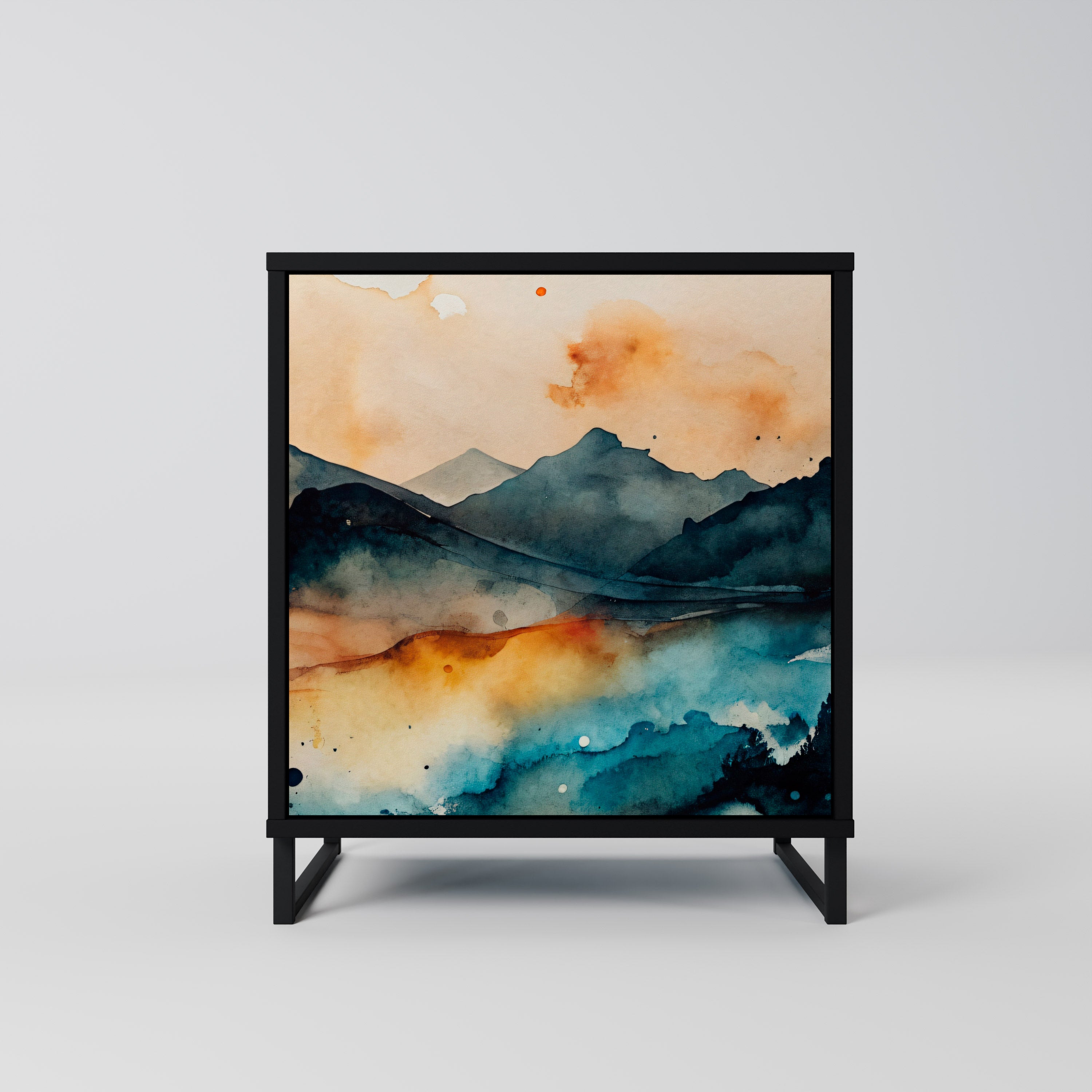 Aparador OMINOUS MOUNTAINS de 1 puerta en acabado negro