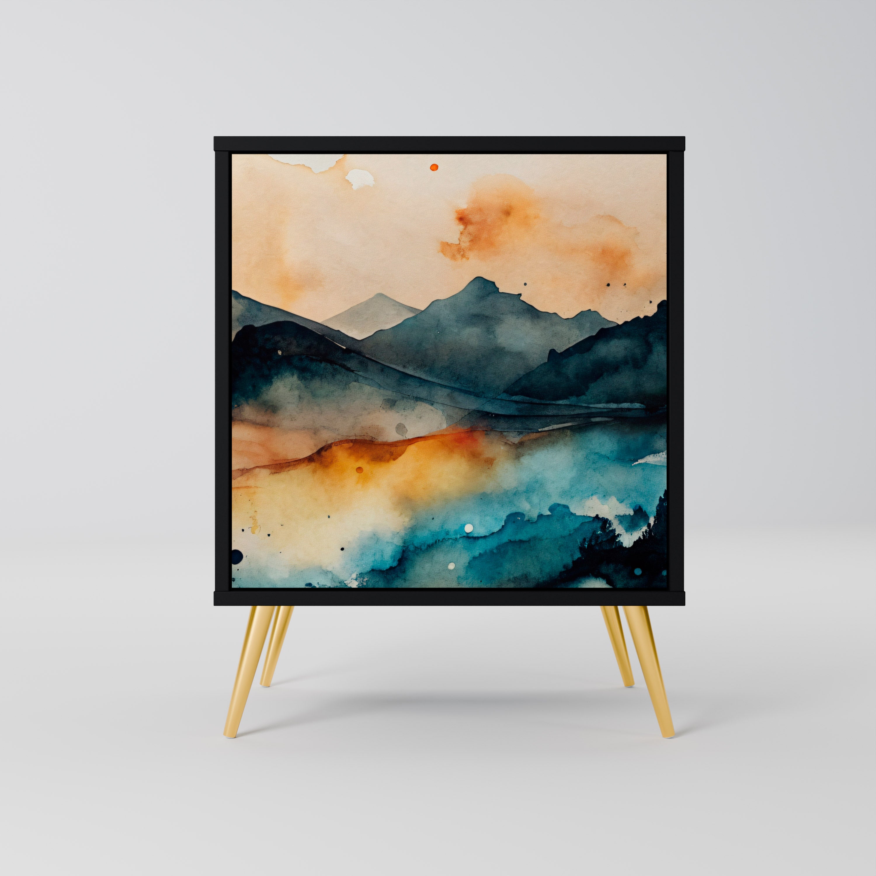 Aparador OMINOUS MOUNTAINS de 1 puerta en acabado negro