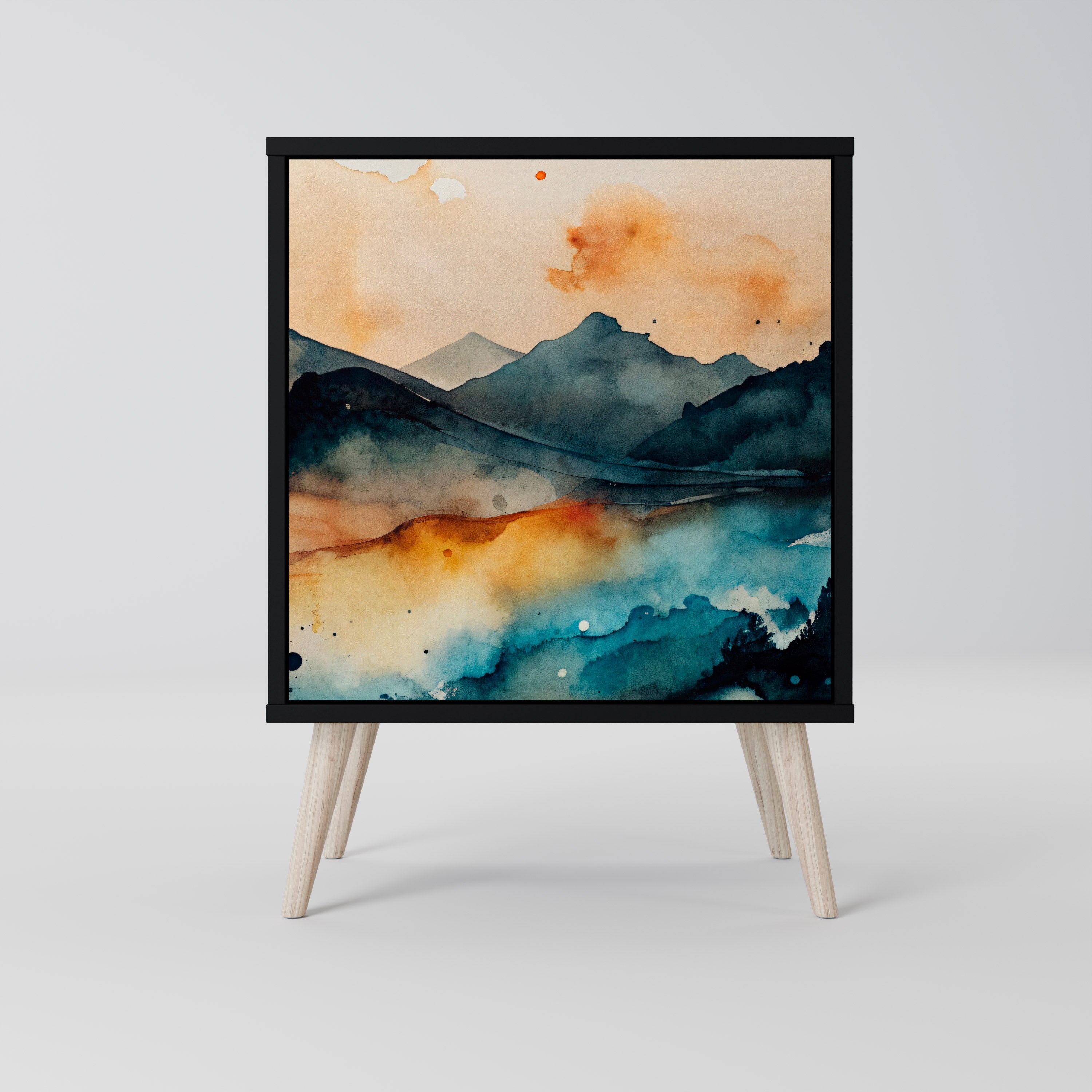 Aparador OMINOUS MOUNTAINS de 1 puerta en acabado negro