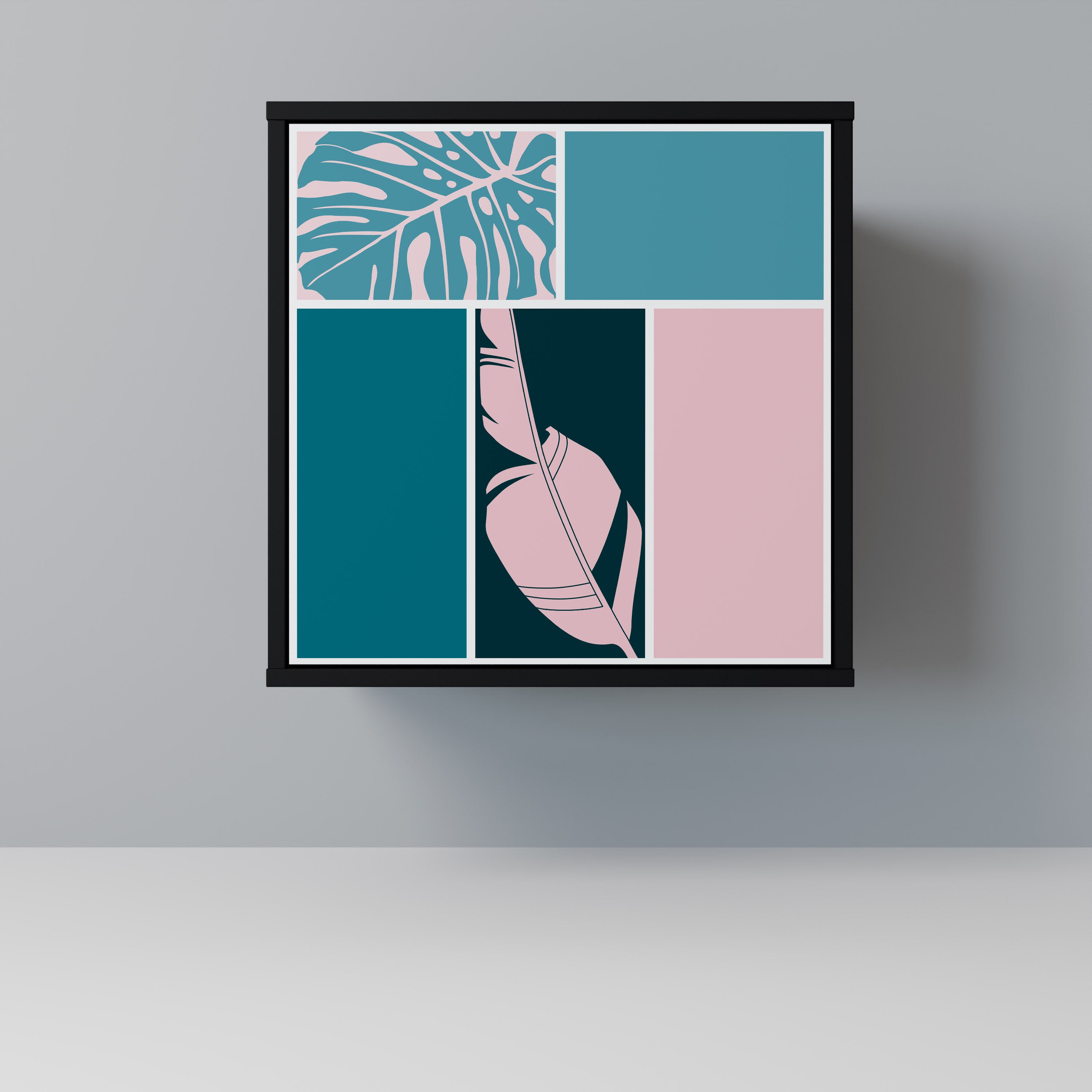 Aparador de 1 puerta COMBINACIÓN DE FORMAS en acabado negro