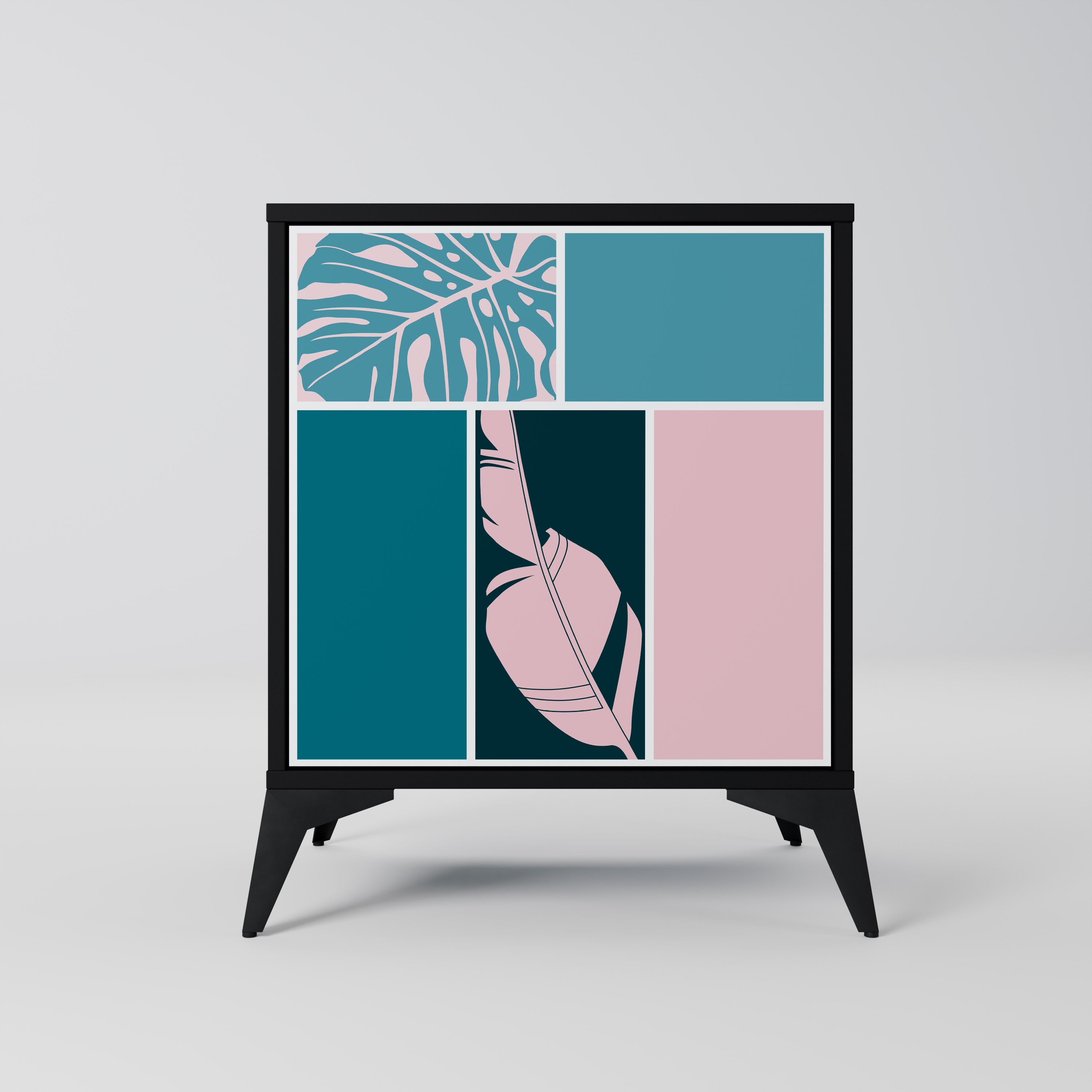 Aparador de 1 puerta COMBINACIÓN DE FORMAS en acabado negro