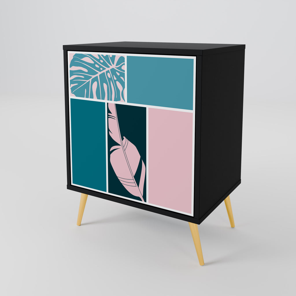 Aparador de 1 puerta COMBINACIÓN DE FORMAS en acabado negro