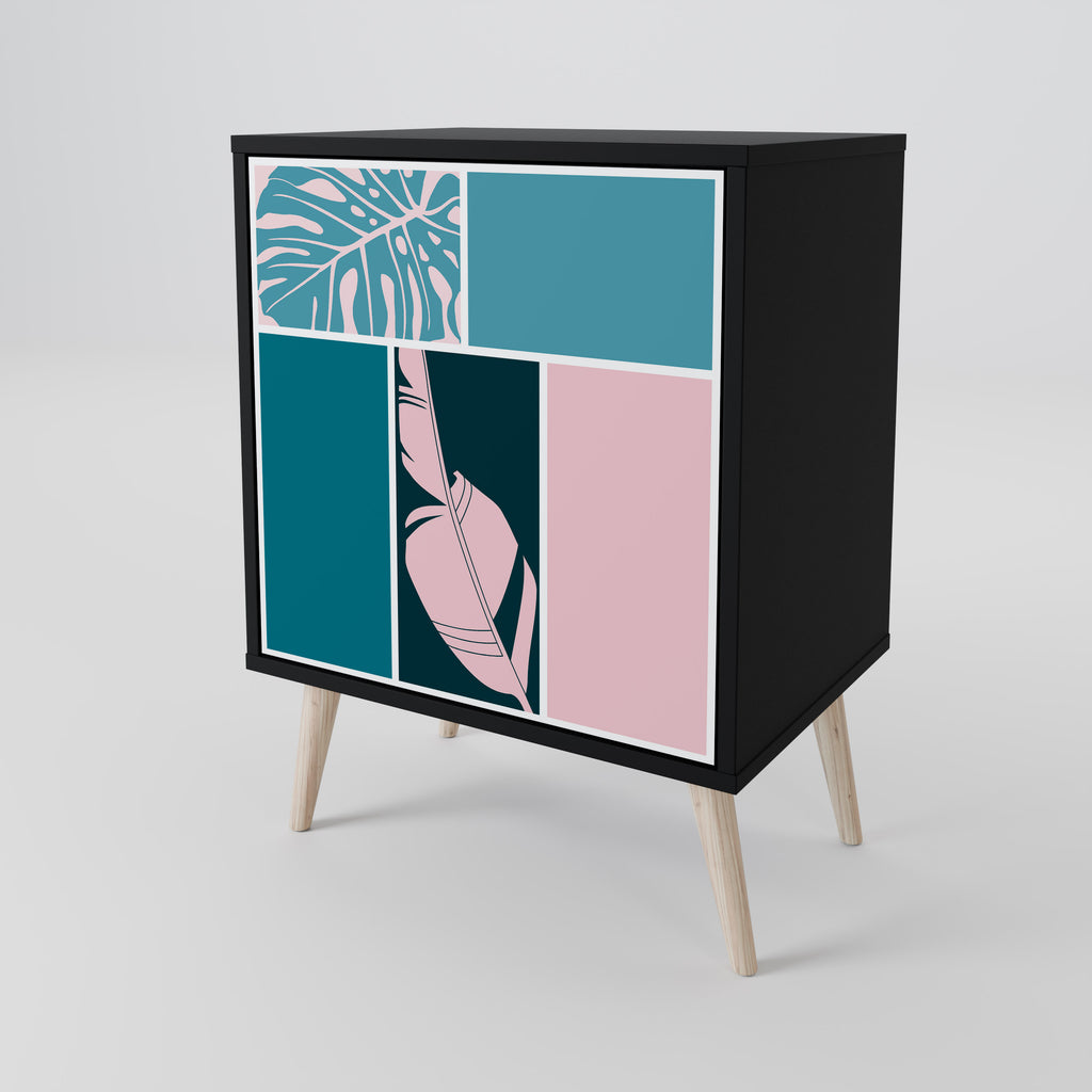 Aparador de 1 puerta COMBINACIÓN DE FORMAS en acabado negro